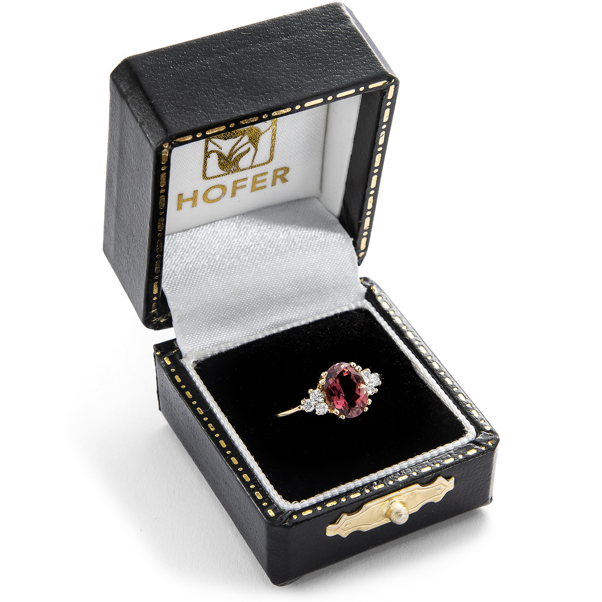 Feiner Ring mit violettrotem Turmalin & Diamanten in Gold aus unserer Werkstatt Feiner Ring mit violettrotem Turmalin & Diamanten in Gold aus unserer Werkstatt