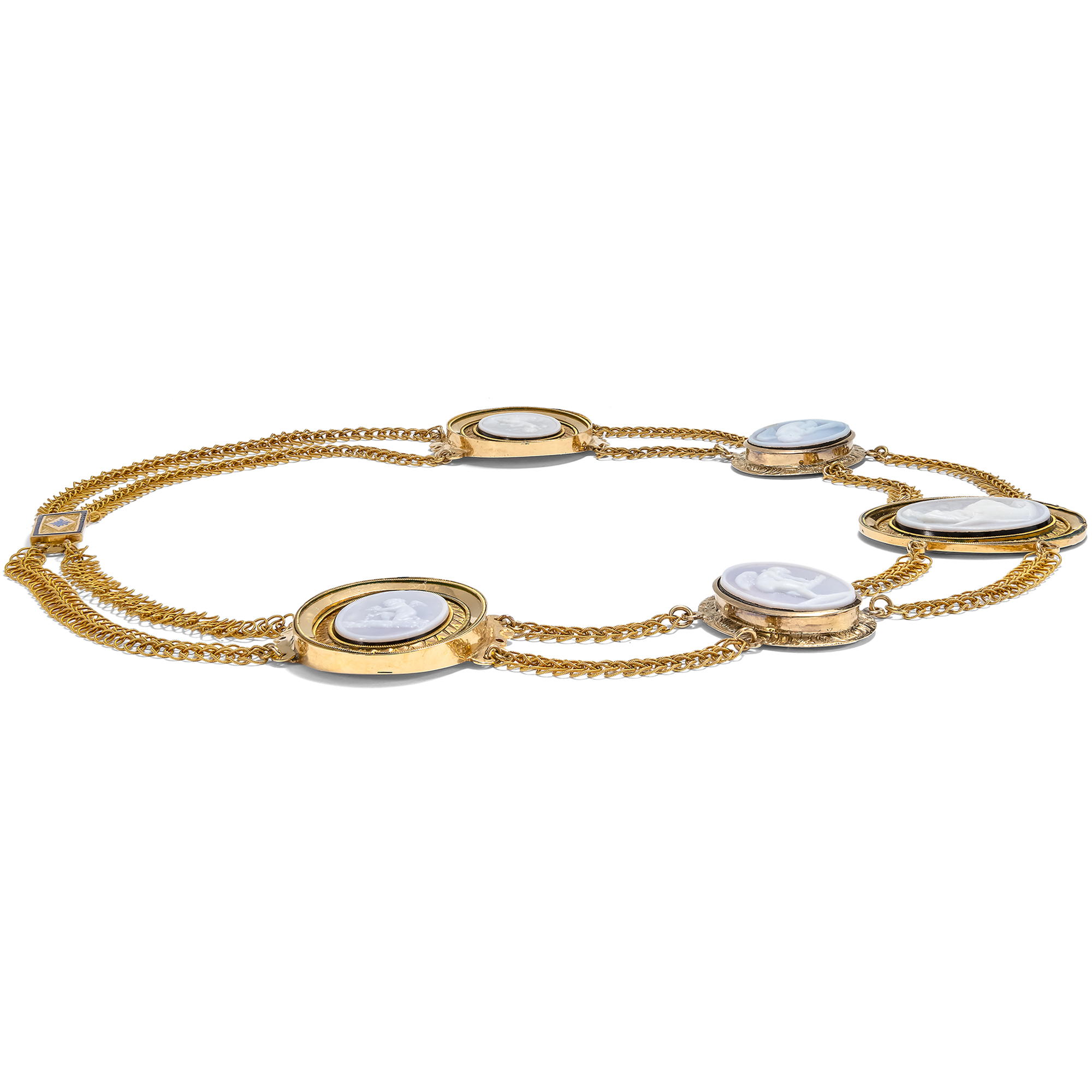 Romantisches Collier aus Gold mit Kameen aus Achat, um 1820 & später Romantisches Collier aus Gold mit Kameen aus Achat, um 1820 & später