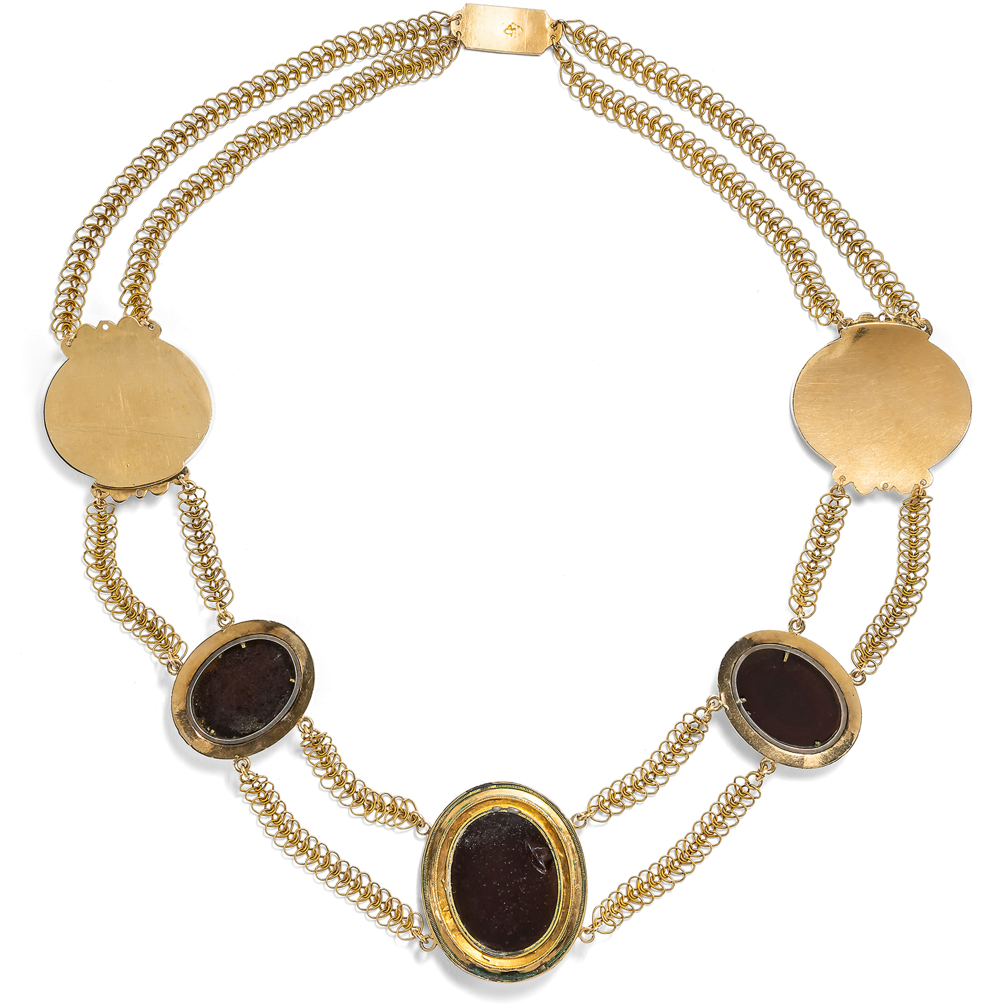 Romantisches Collier aus Gold mit Kameen aus Achat, um 1820 & später Romantisches Collier aus Gold mit Kameen aus Achat, um 1820 & später