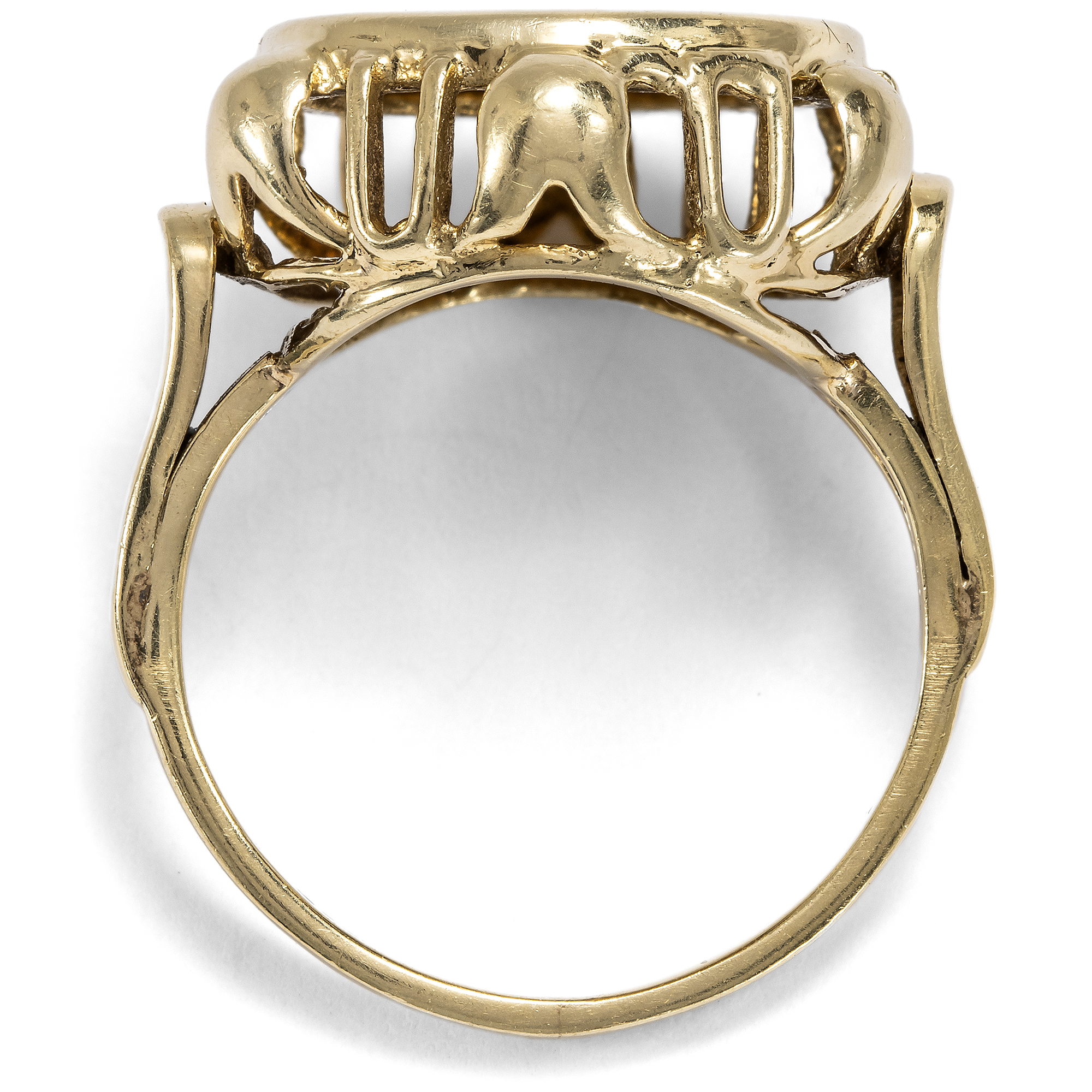 Ring With Dos Pesos Gold Coin From 1945 From Mexico, Germany Around 1955 Ring With Dos Pesos Gold Coin From 1945 From Mexico, Germany Around 1955