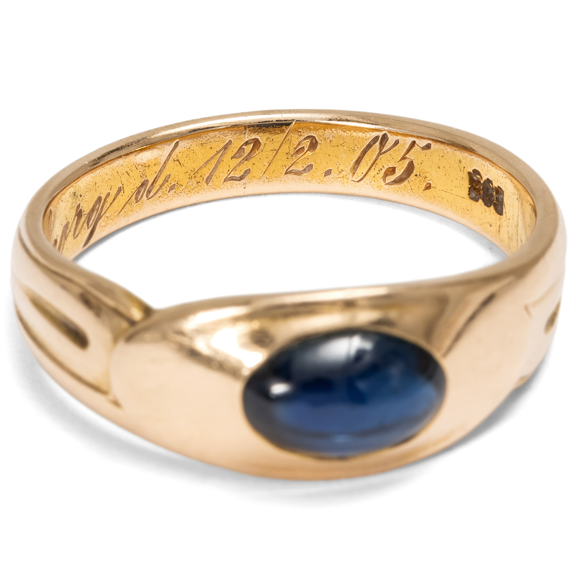 Antiker Ring mit Saphir in Gold, datiert Februar 1905 Antiker Ring mit Saphir in Gold, datiert Februar 1905