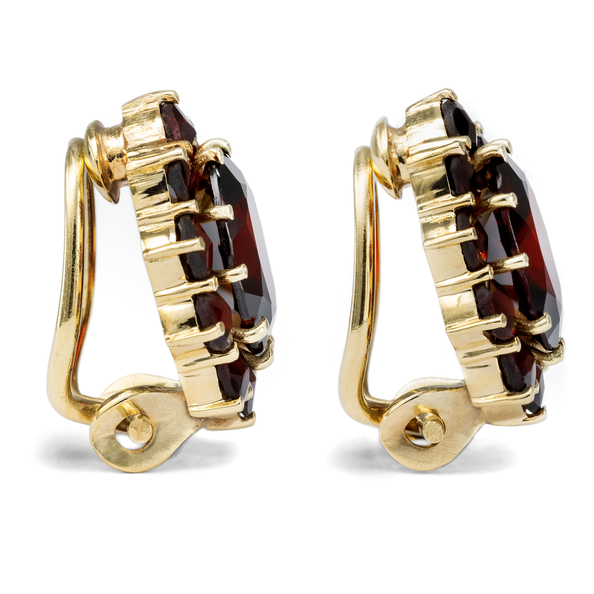 Luminous Garnets as Earclips in Gold, Circa 1980 Luminous Garnets as Earclips in Gold, Circa 1980