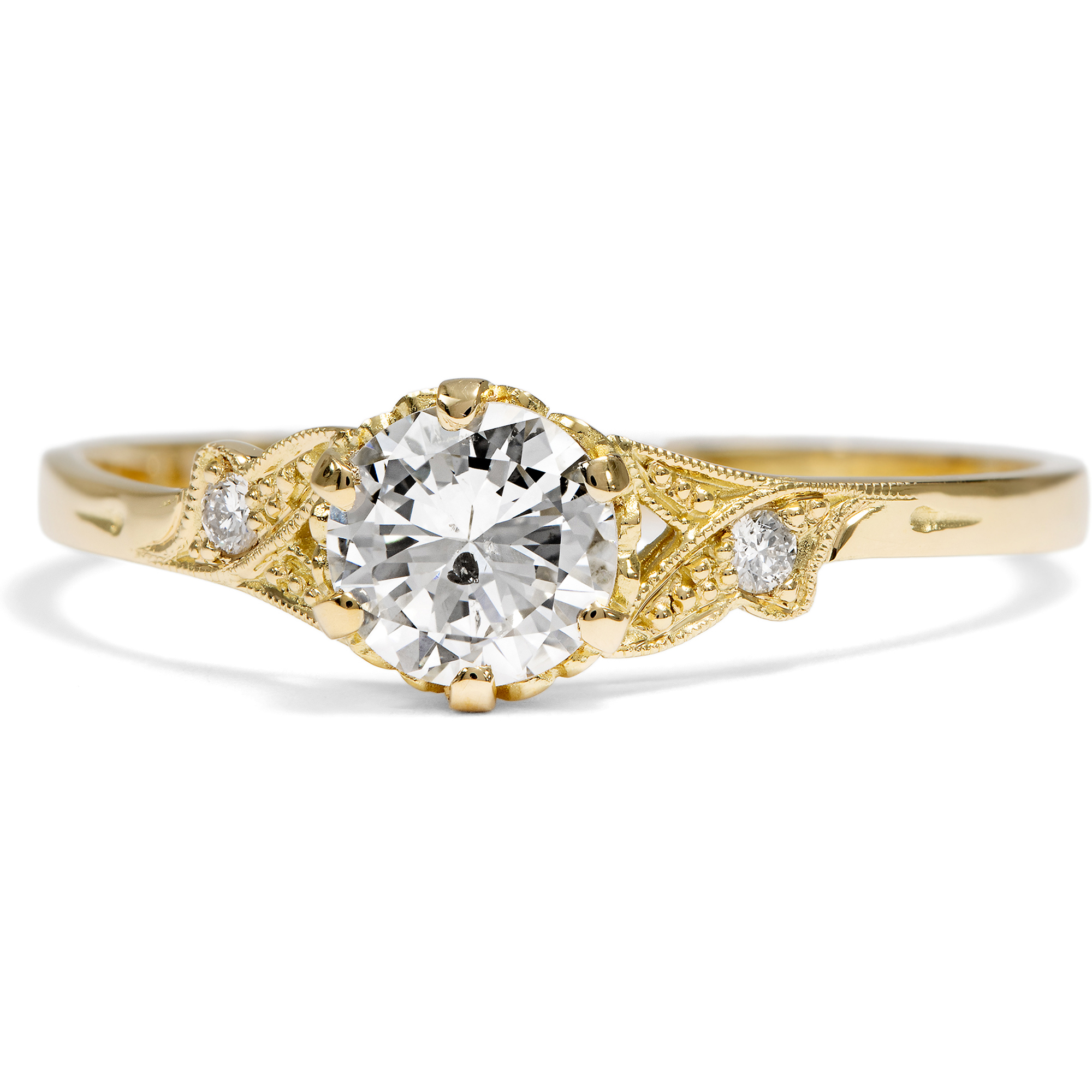 Delicate Ring with 0.58 Ct Brilliant in Yellow Gold from Our Workshop Delicate Ring with 0.58 Ct Brilliant in Yellow Gold from Our Workshop