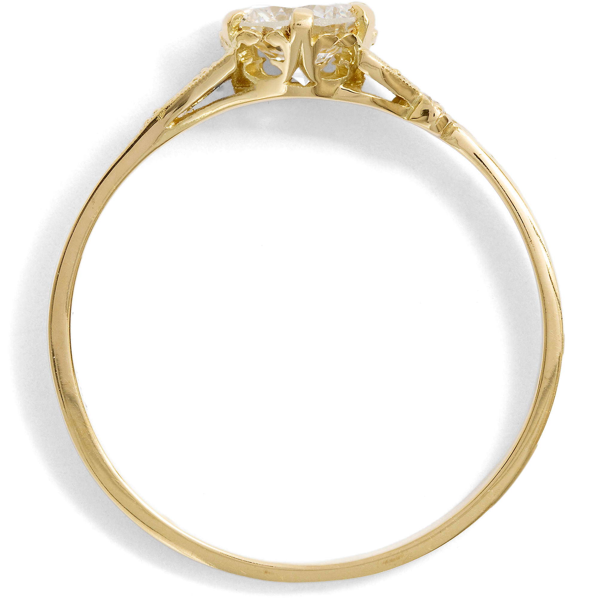 Delicate Ring with 0.58 Ct Brilliant in Yellow Gold from Our Workshop Delicate Ring with 0.58 Ct Brilliant in Yellow Gold from Our Workshop