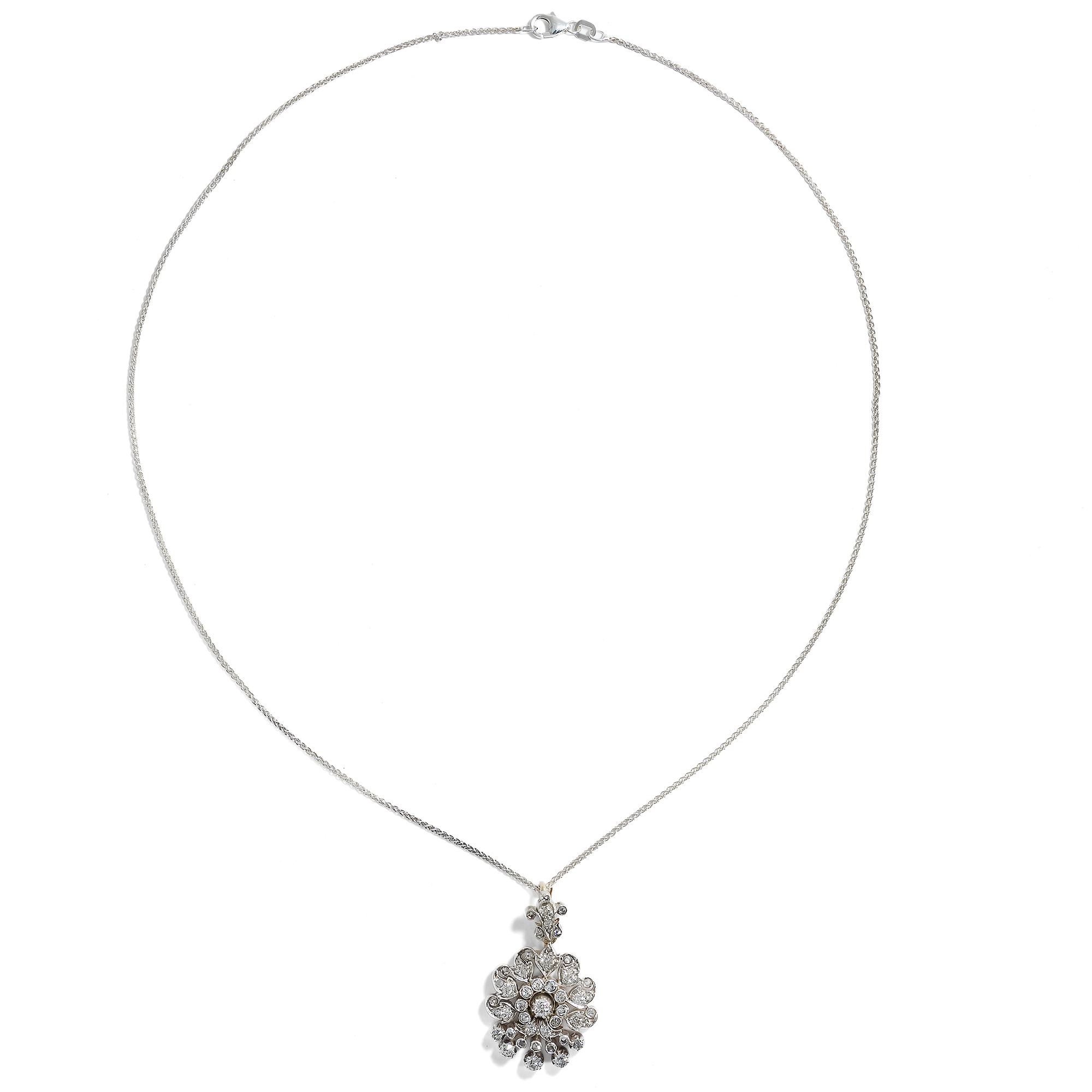 Prächtiger antiker Anhänger mit Diamanten in Silber & Gold, um 1880 Prächtiger antiker Anhänger mit Diamanten in Silber & Gold, um 1880