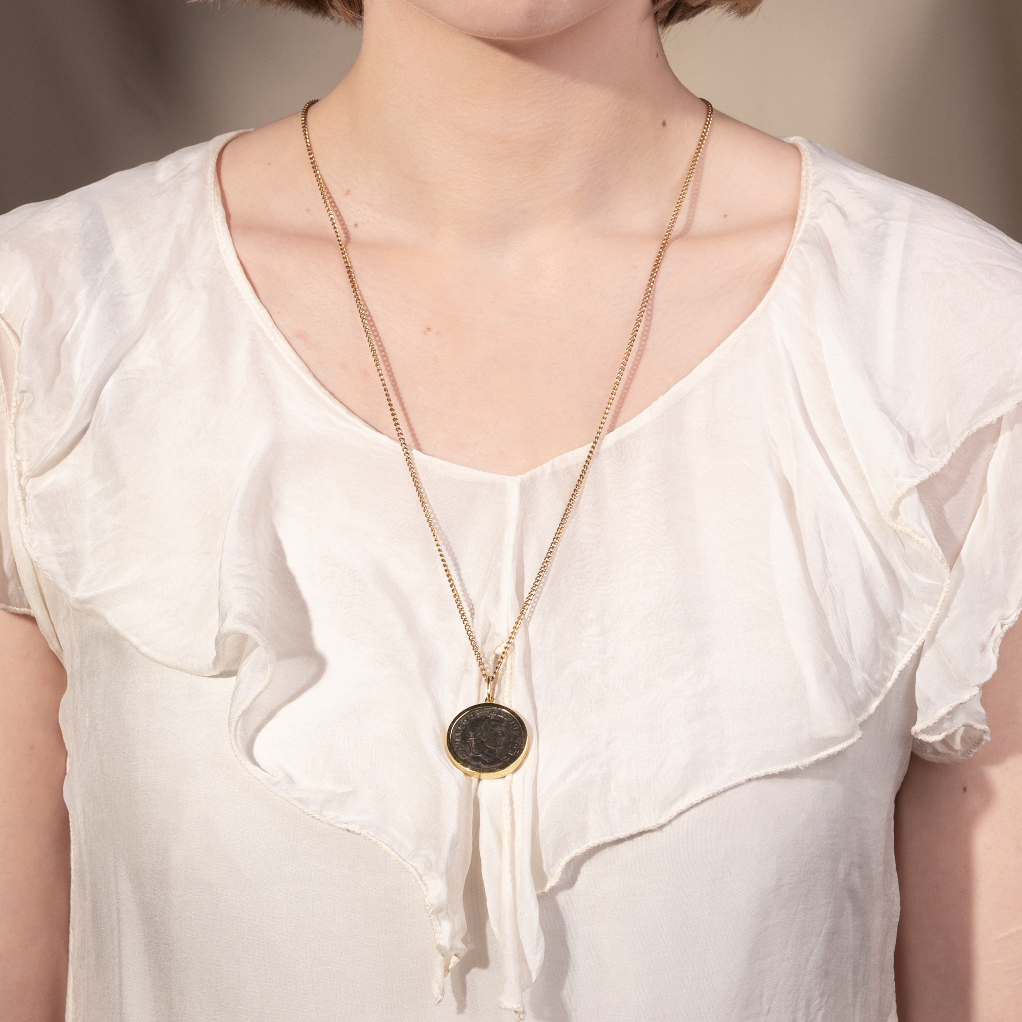 Pendant with Ancient Roman Coin of Constantius Chlorus in Gold, c. 1980 Pendant with Ancient Roman Coin of Constantius Chlorus in Gold, c. 1980