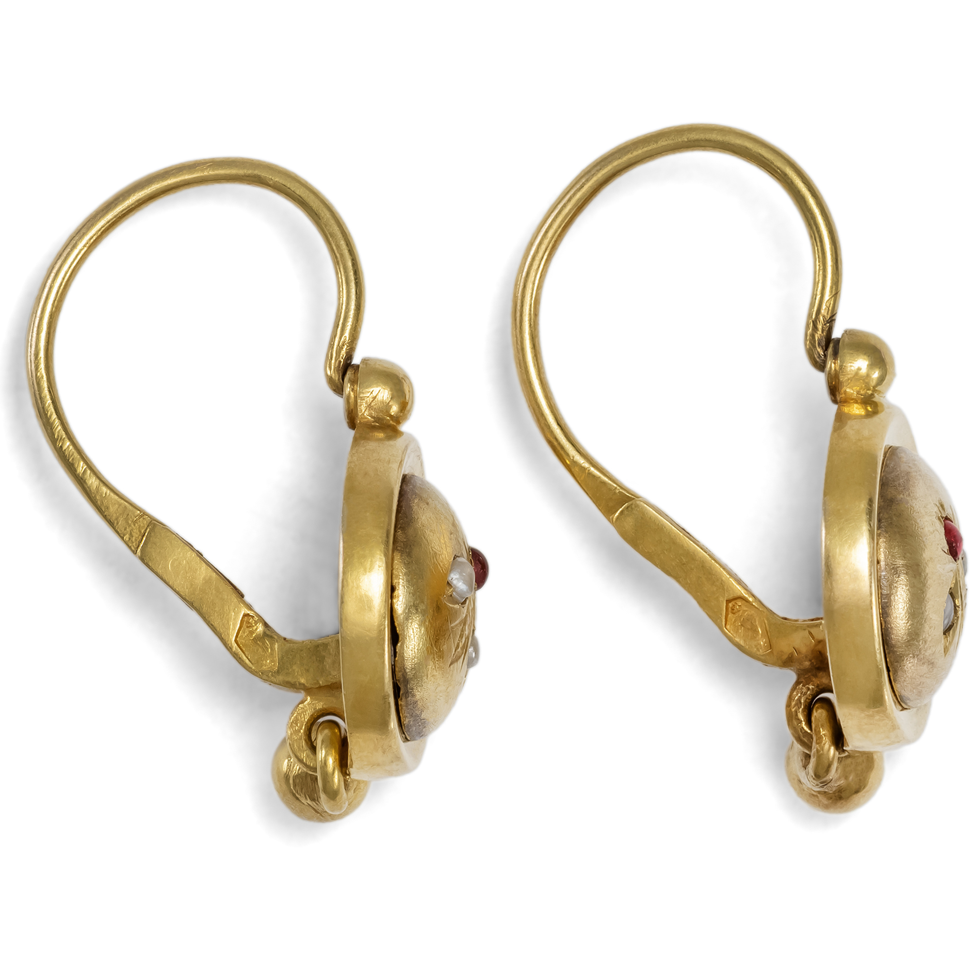 Zierliche antike Ohrringe mit Perlen in Gold, Österreich-Ungarn um 1900 Zierliche antike Ohrringe mit Perlen in Gold, Österreich-Ungarn um 1900