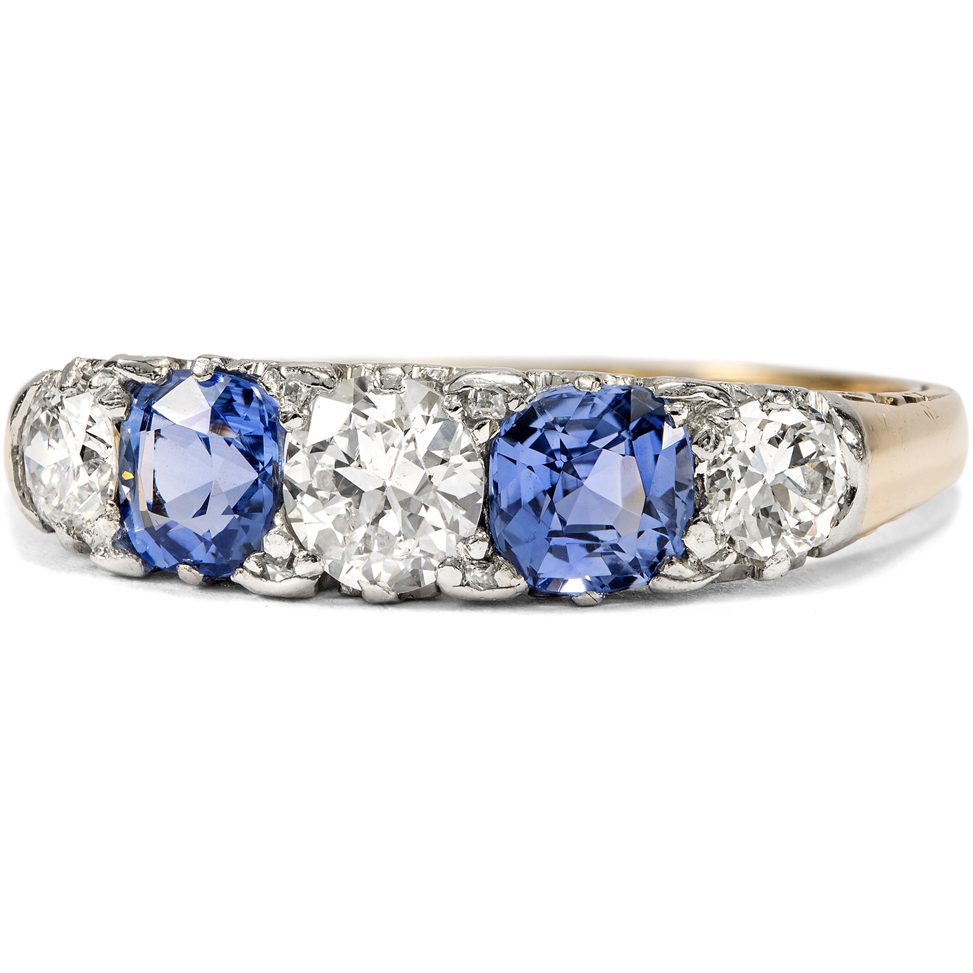Antiker Ring mit Saphiren & Diamanten in Gold & Platin, England um 1910 Antiker Ring mit Saphiren & Diamanten in Gold & Platin, England um 1910