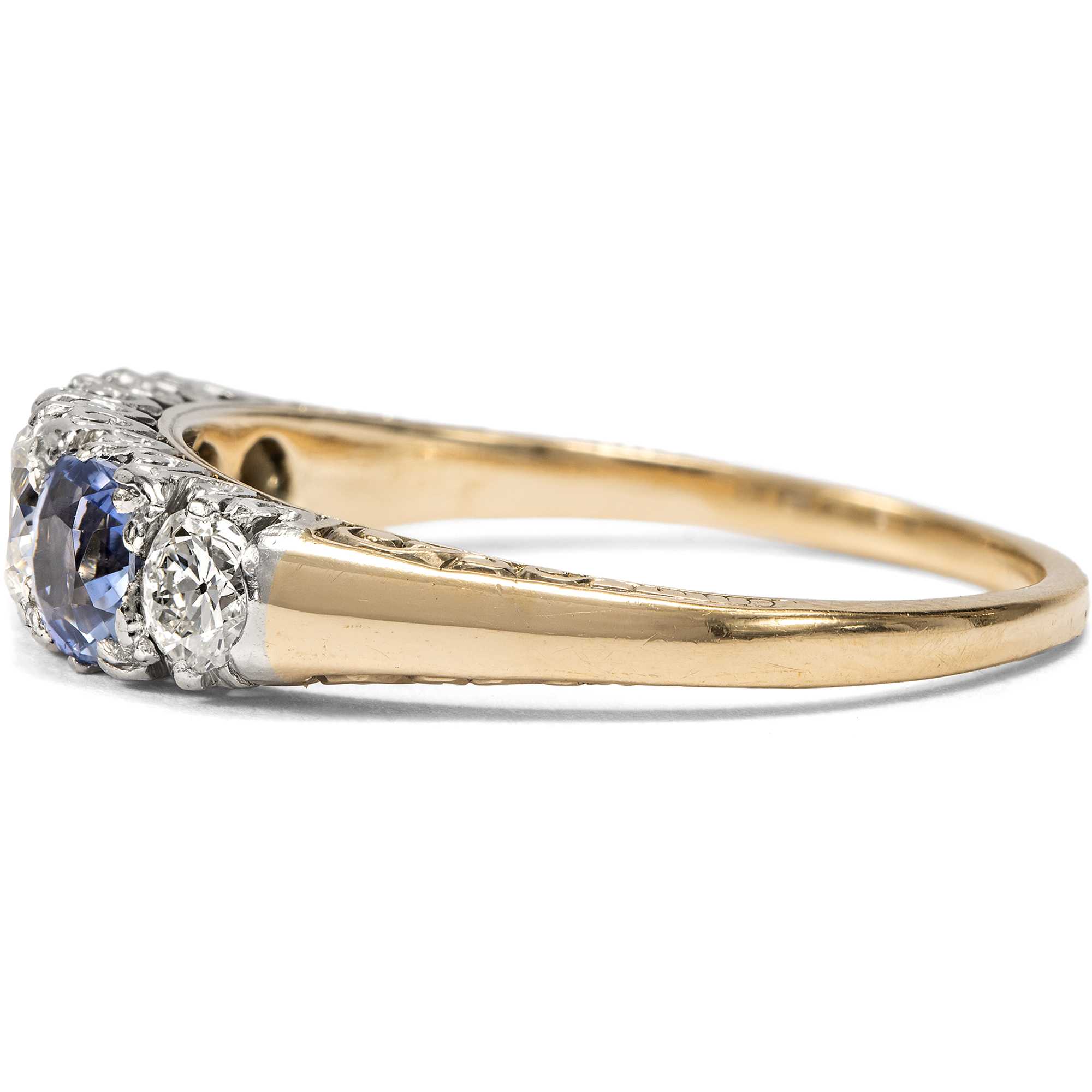 Antiker Ring mit Saphiren & Diamanten in Gold & Platin, England um 1910 Antiker Ring mit Saphiren & Diamanten in Gold & Platin, England um 1910