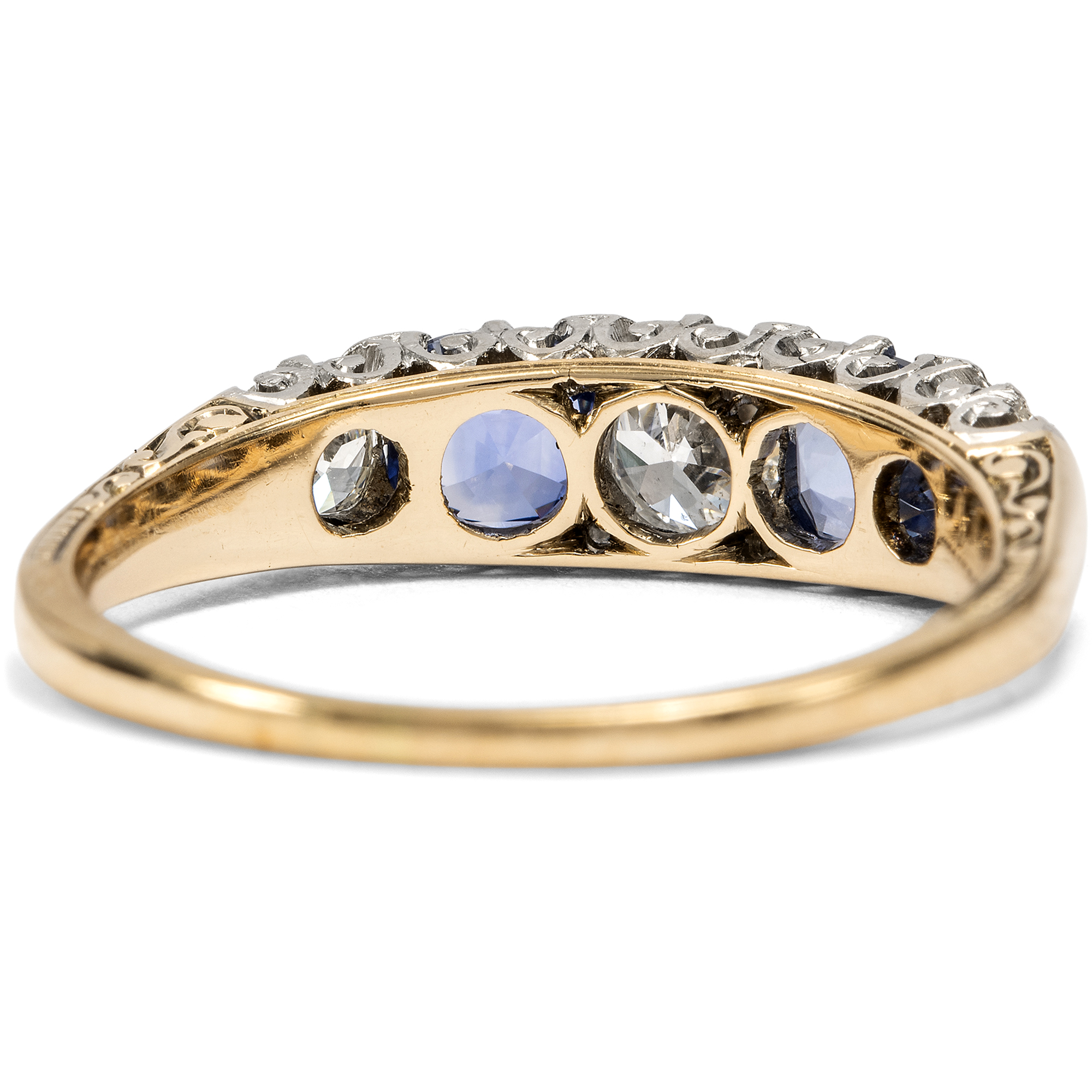 Antiker Ring mit Saphiren & Diamanten in Gold & Platin, England um 1910 Antiker Ring mit Saphiren & Diamanten in Gold & Platin, England um 1910