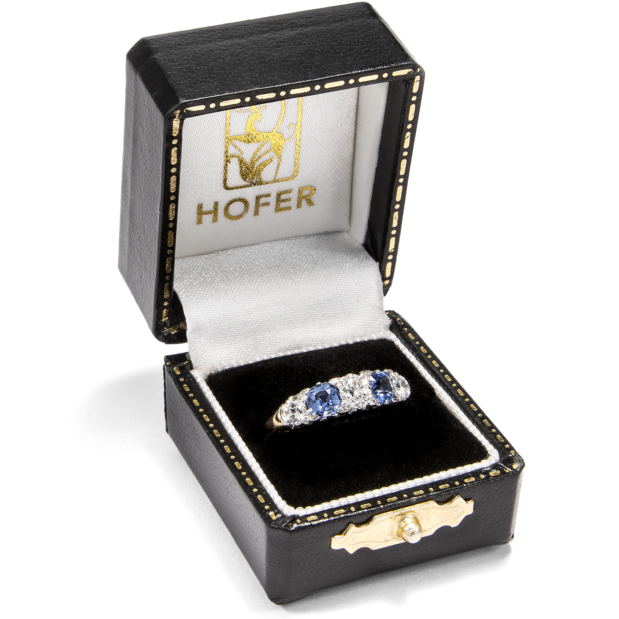 Antiker Ring mit Saphiren & Diamanten in Gold & Platin, England um 1910 Antiker Ring mit Saphiren & Diamanten in Gold & Platin, England um 1910