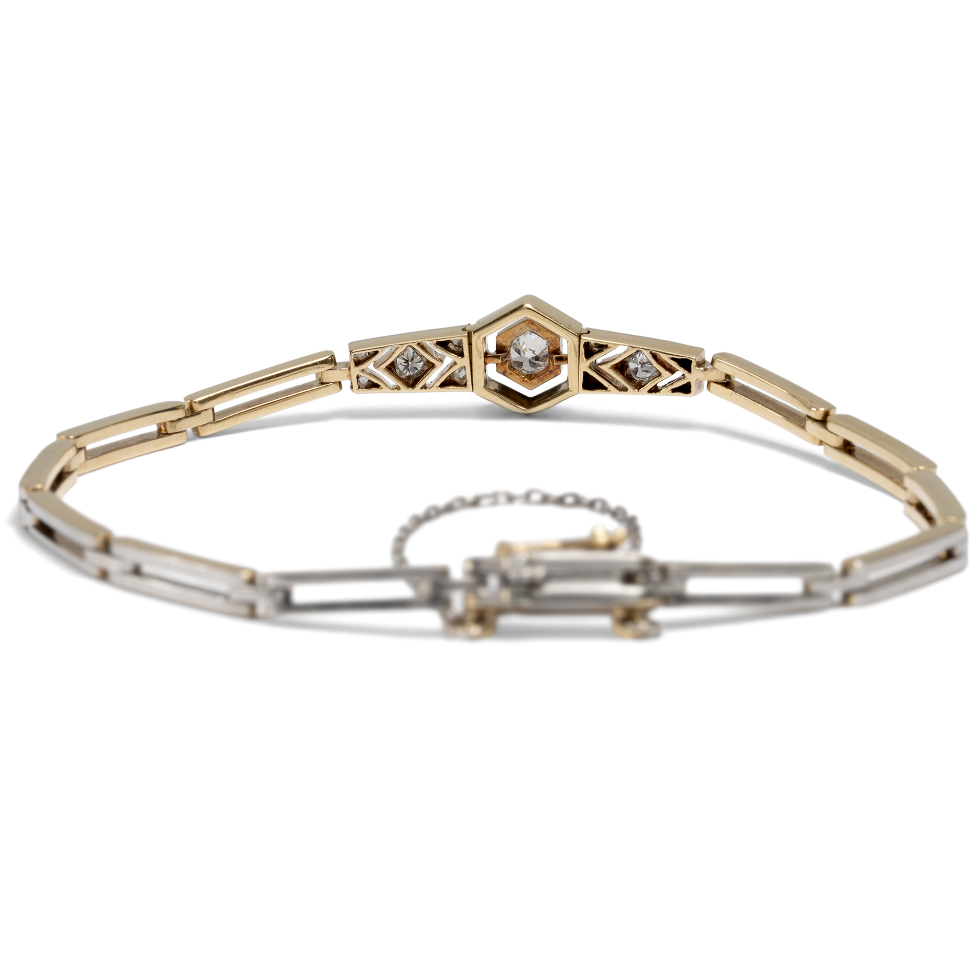Antique Bracelet with Diamonds in Platinum on Gold, Wilhelm Müller, Berlin, c. 1920s Antique Bracelet with Diamonds in Platinum on Gold, Wilhelm Müller, Berlin, c. 1920s