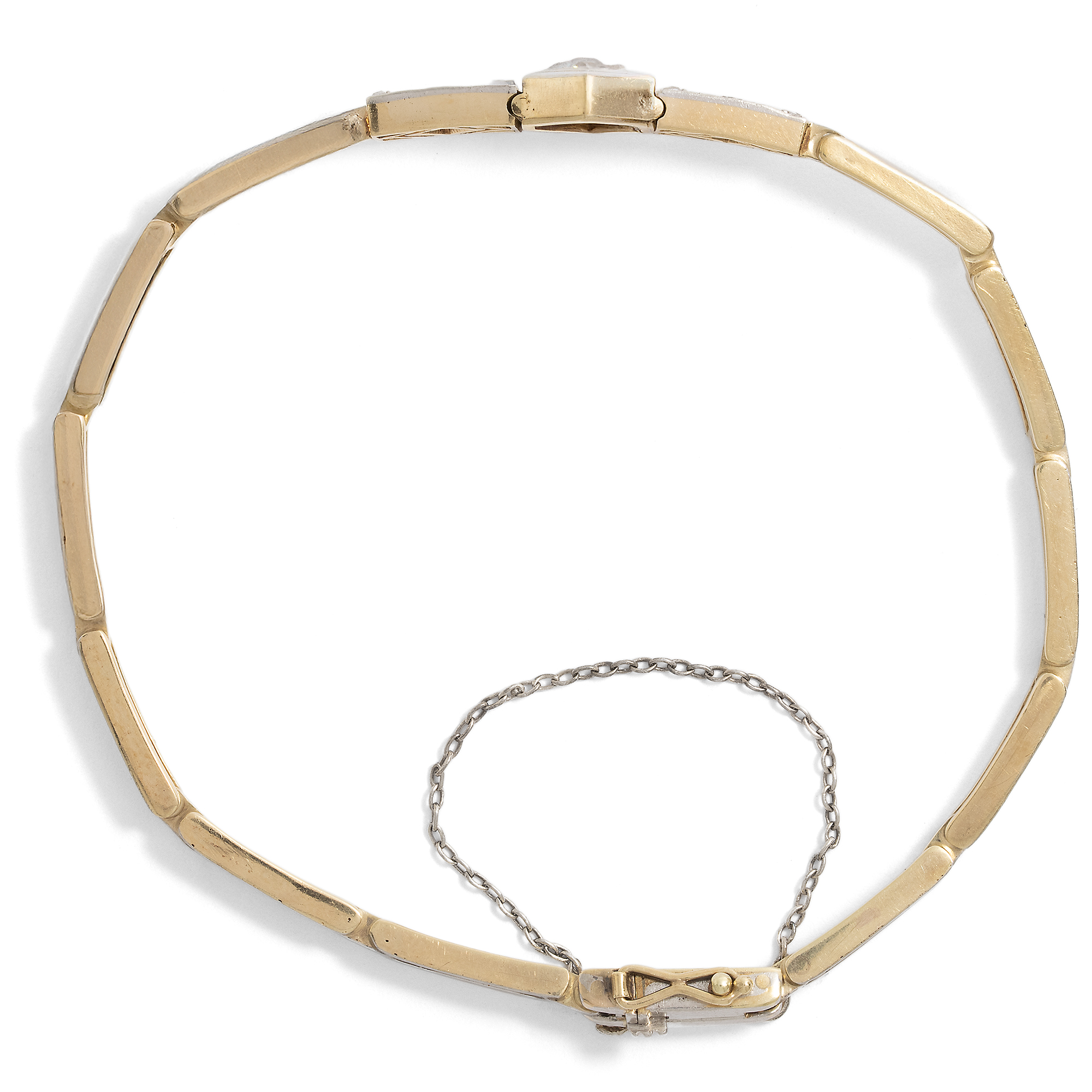 Antique Bracelet with Diamonds in Platinum on Gold, Wilhelm Müller, Berlin, c. 1920s Antique Bracelet with Diamonds in Platinum on Gold, Wilhelm Müller, Berlin, c. 1920s