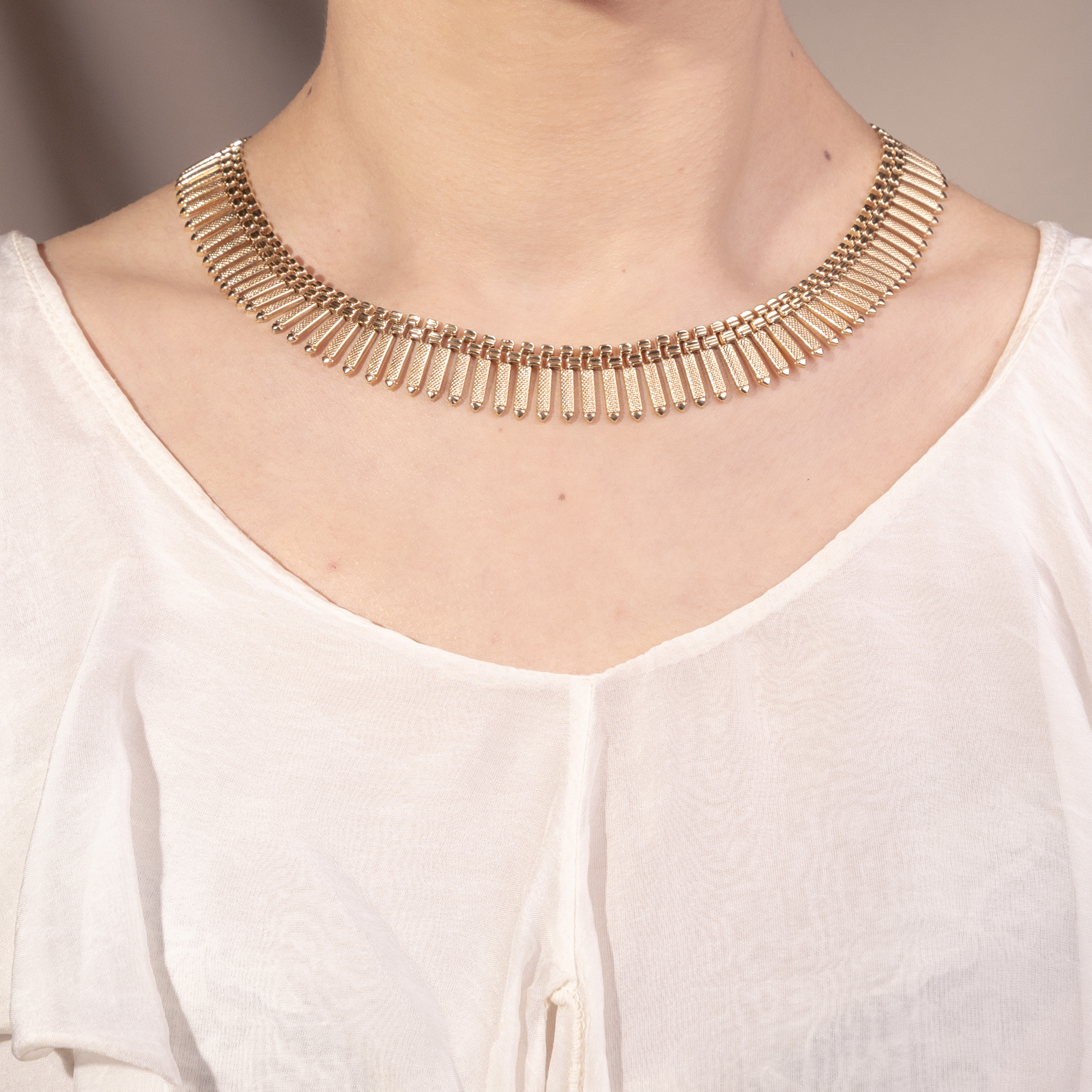 Elegantes vintage Fransencollier aus Gelbgold, Vicenza um 1960 Elegantes vintage Fransencollier aus Gelbgold, Vicenza um 1960