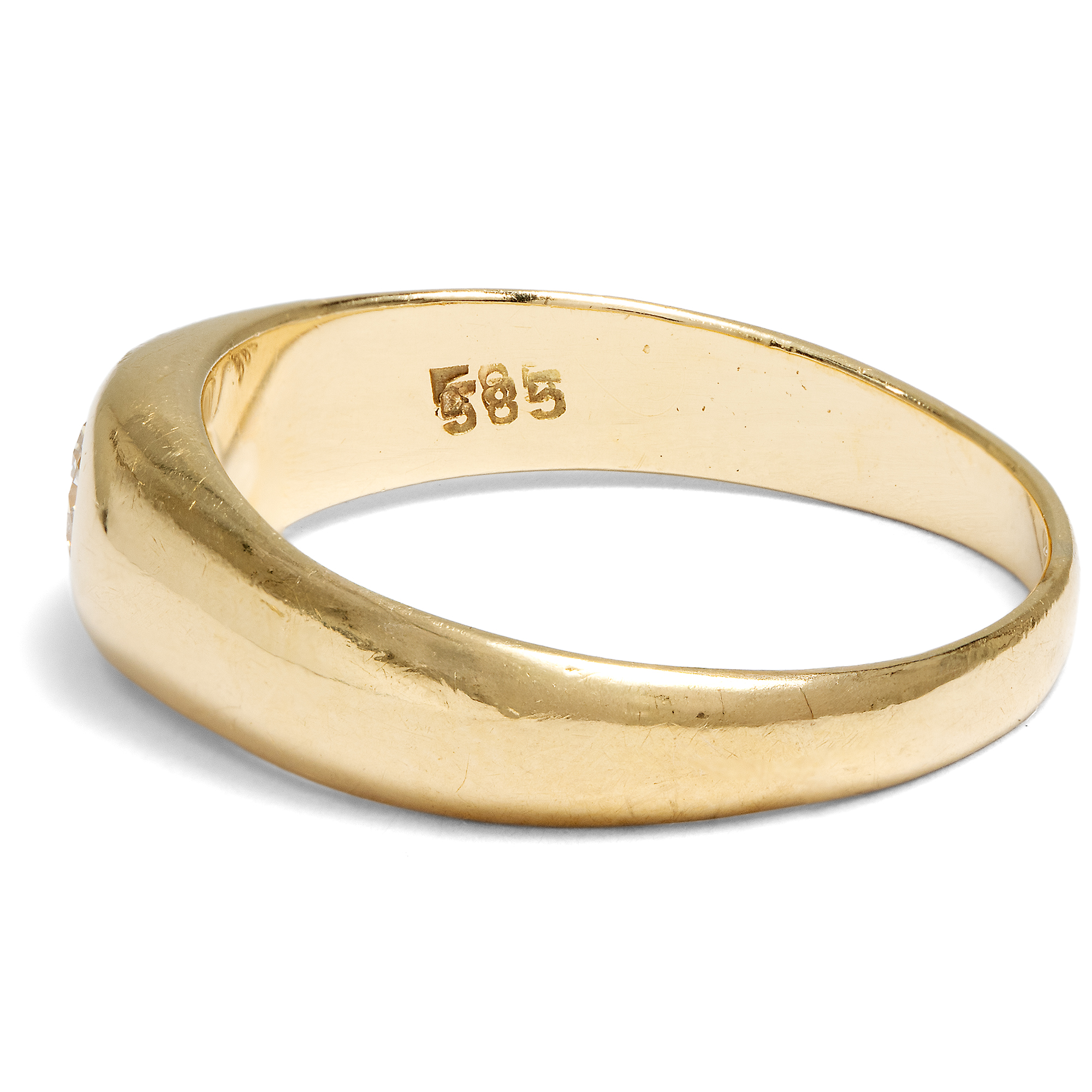 Schlichter Bandring aus Gold mit Brillant, 2. Hälfte des 20. Jhdts. Schlichter Bandring aus Gold mit Brillant, 2. Hälfte des 20. Jhdts.