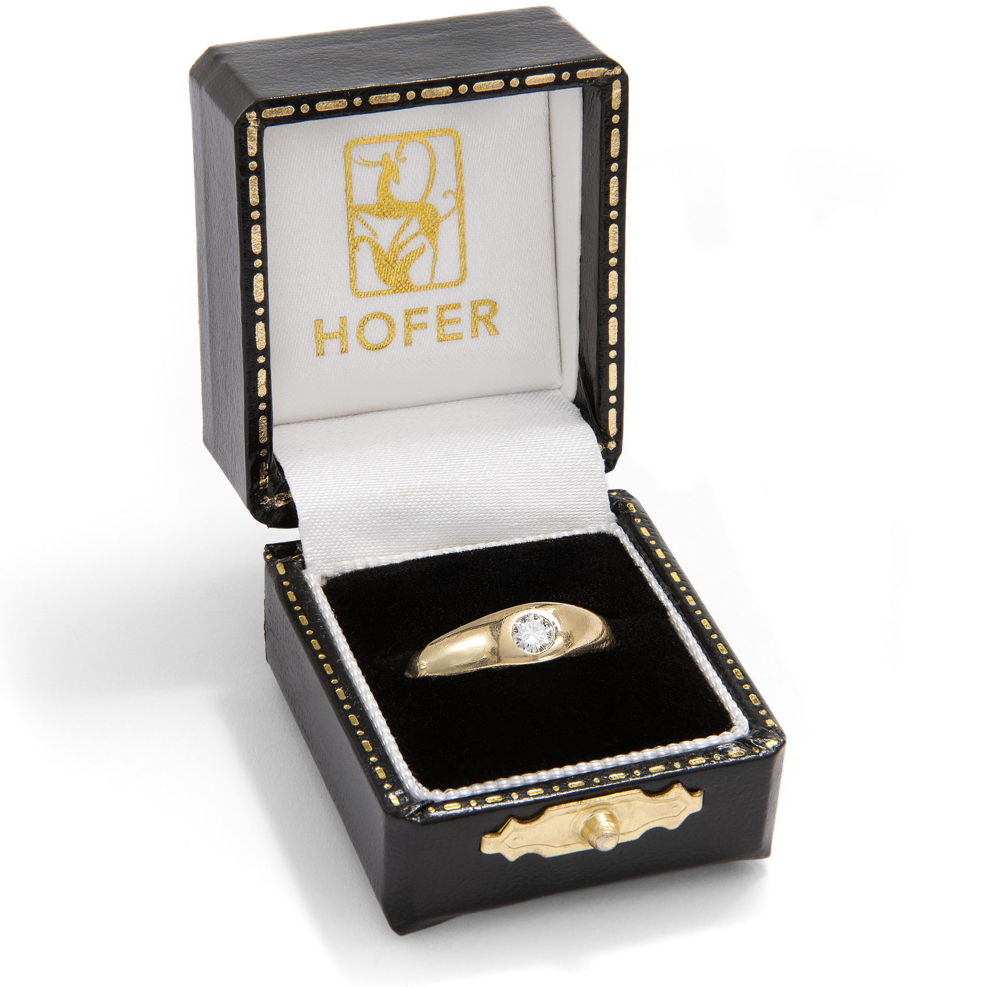 Schlichter Bandring aus Gold mit Brillant, 2. Hälfte des 20. Jhdts. Schlichter Bandring aus Gold mit Brillant, 2. Hälfte des 20. Jhdts.