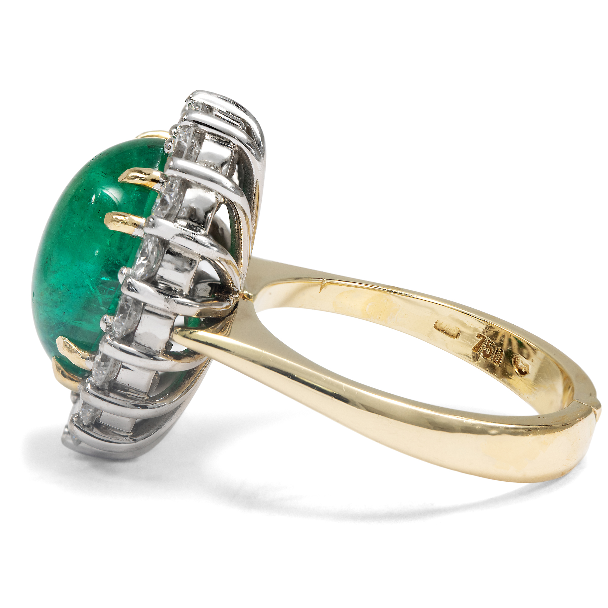 Luxurious Colombian Emerald and Diamond Ring, c. 1980s Luxurious Colombian Emerald and Diamond Ring, c. 1980s