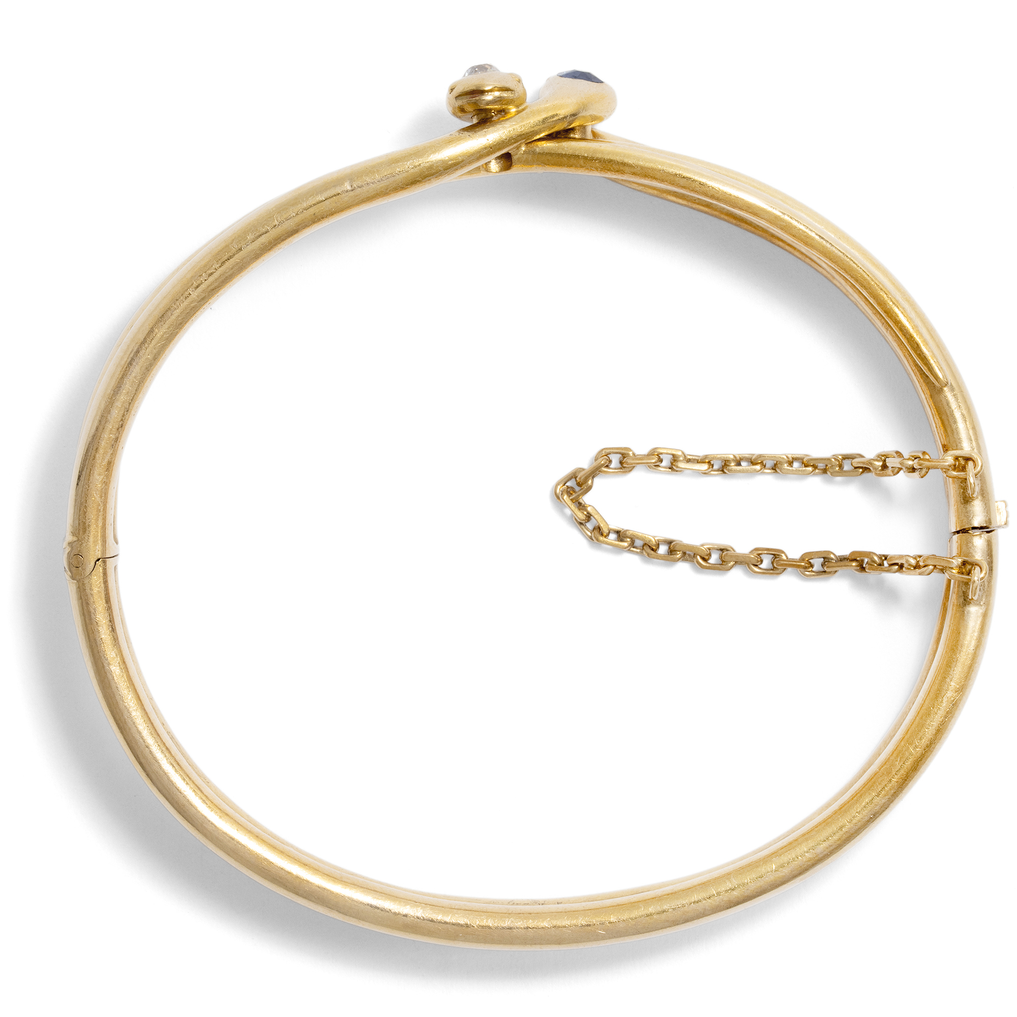 Antiker Schlangenarmreif aus Gold mit Diamant und Saphir, Wien um 1880 Antiker Schlangenarmreif aus Gold mit Diamant und Saphir, Wien um 1880