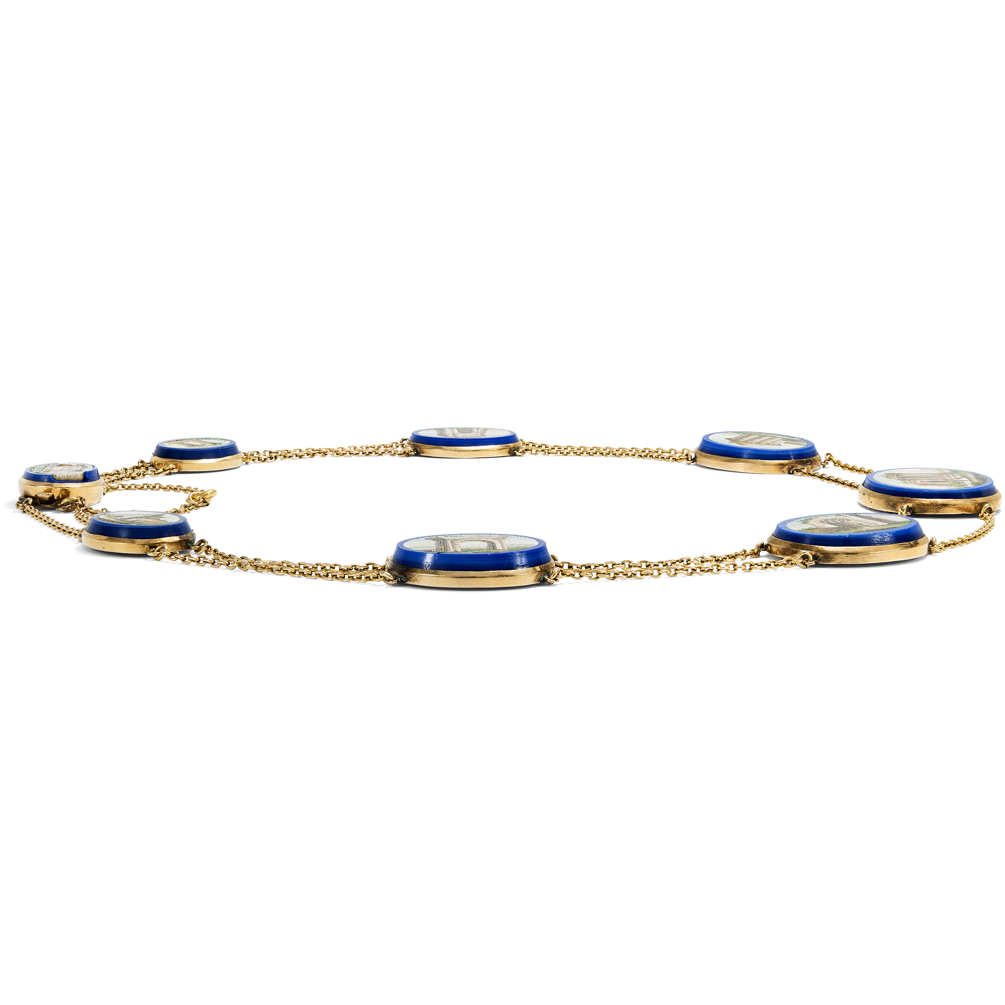 Exzeptionelles Collier mit acht Mikromosaiken in Gold, Rom um 1835 Exzeptionelles Collier mit acht Mikromosaiken in Gold, Rom um 1835