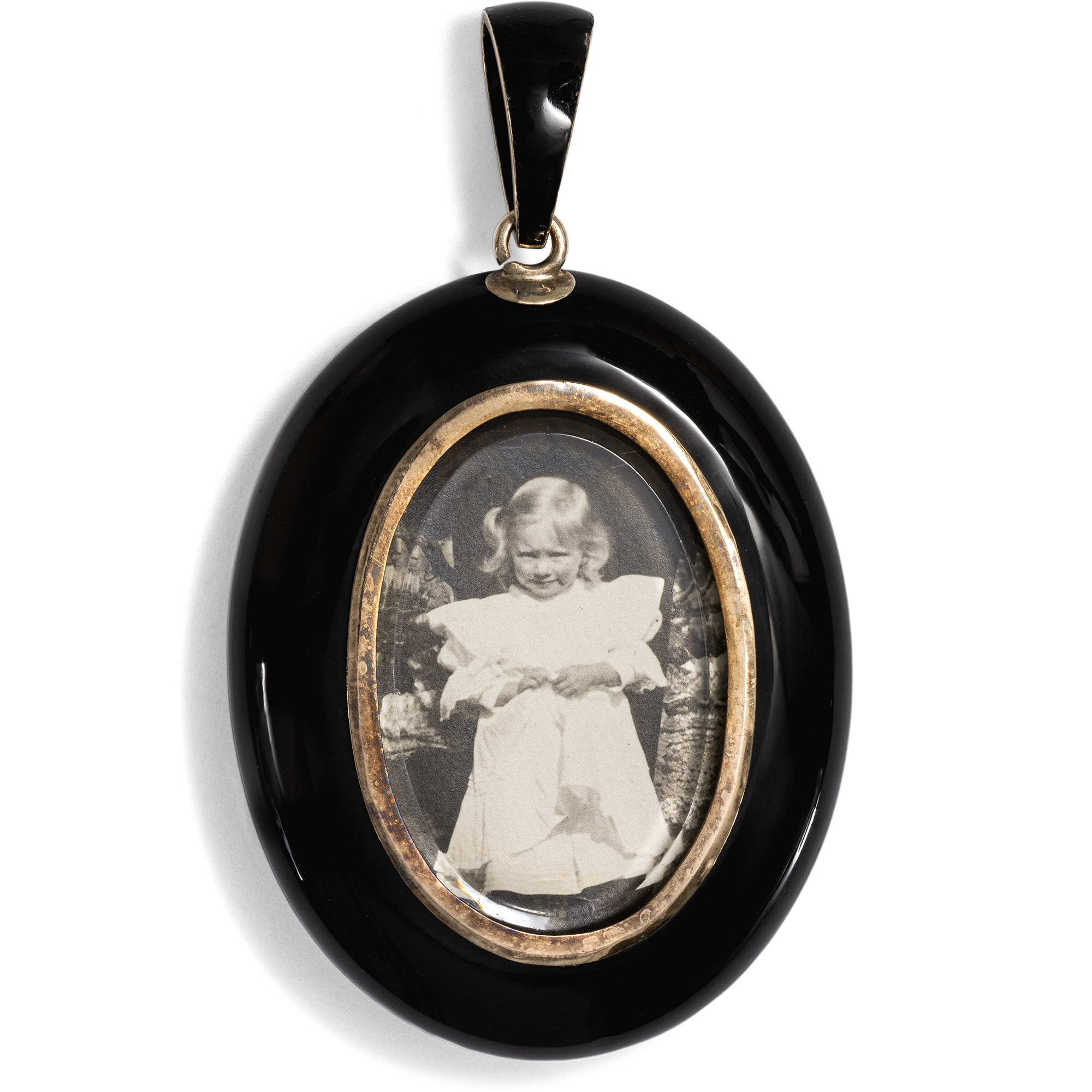 Large Antique Locket Pendant of Onyx and Pearls, c. 1880 Large Antique Locket Pendant of Onyx and Pearls, c. 1880