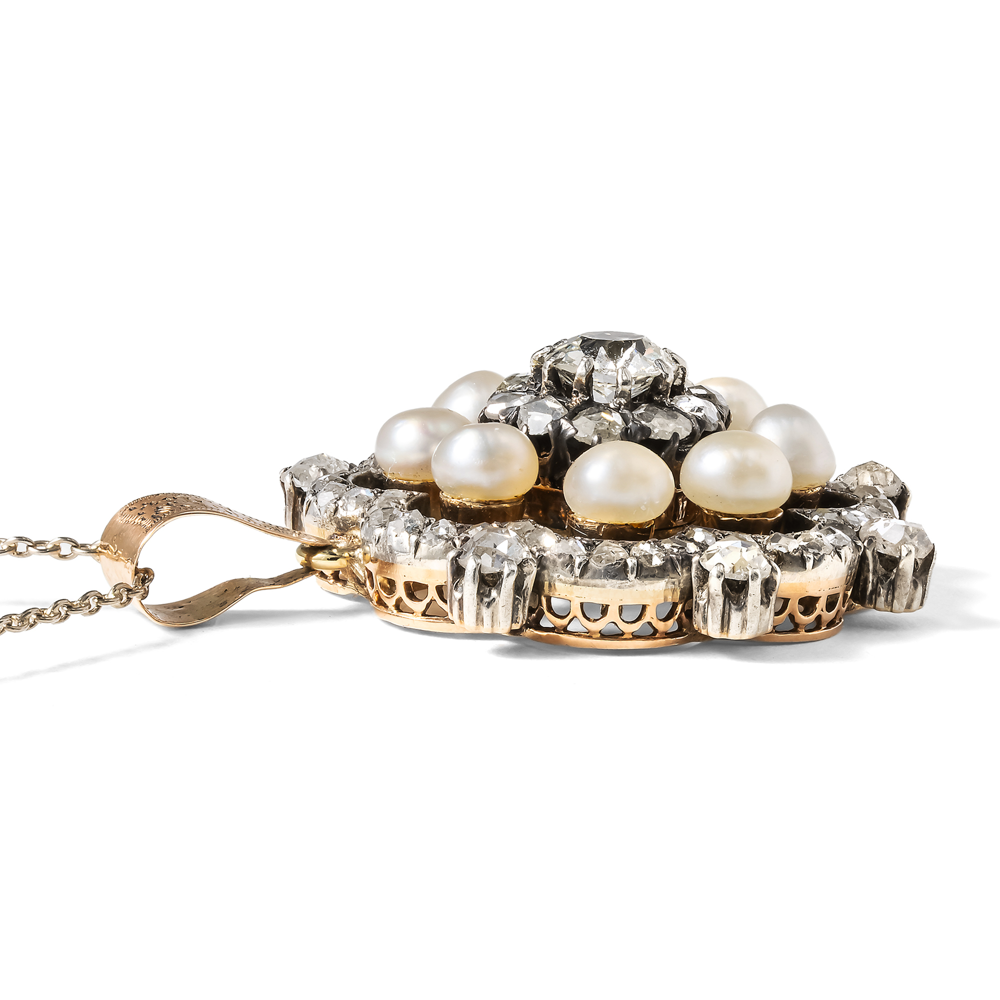 Pendant with Diamonds & Natural Pearls, c. 1890 & later Pendant with Diamonds & Natural Pearls, c. 1890 & later