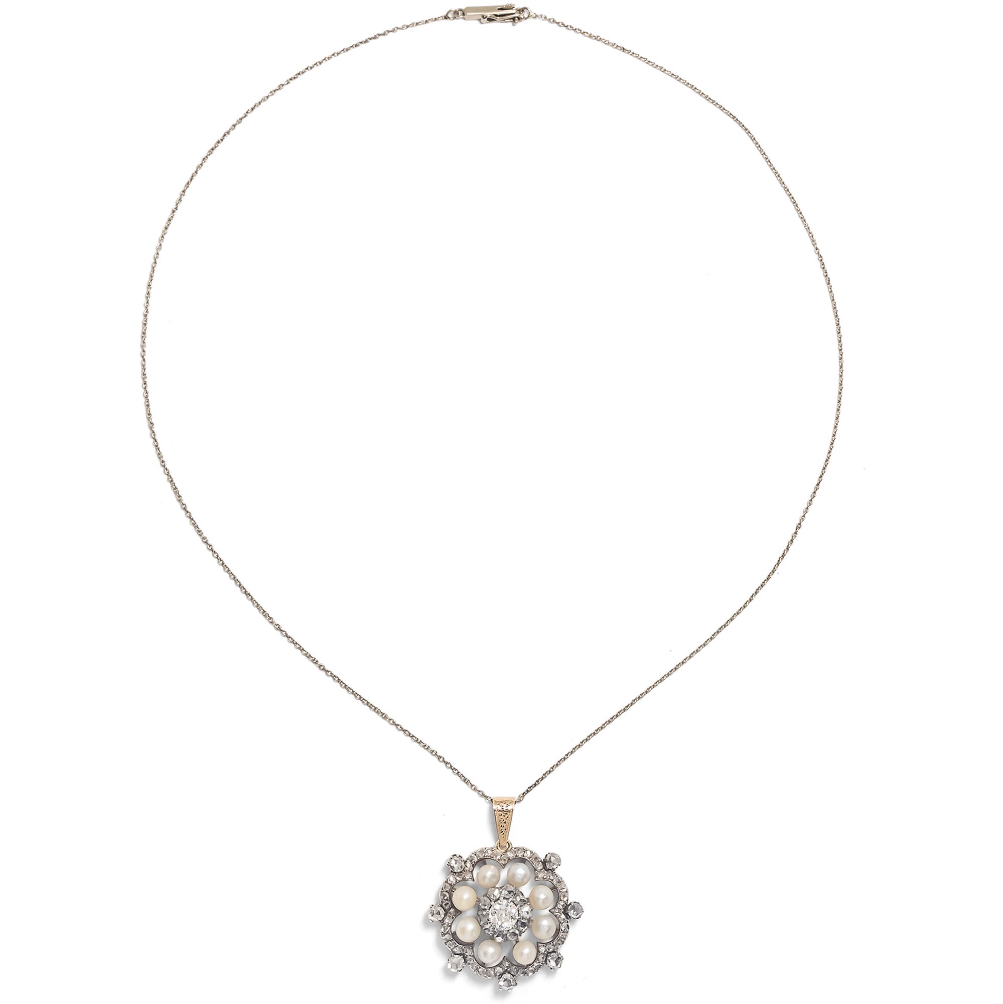 Pendant with Diamonds & Natural Pearls, c. 1890 & later Pendant with Diamonds & Natural Pearls, c. 1890 & later