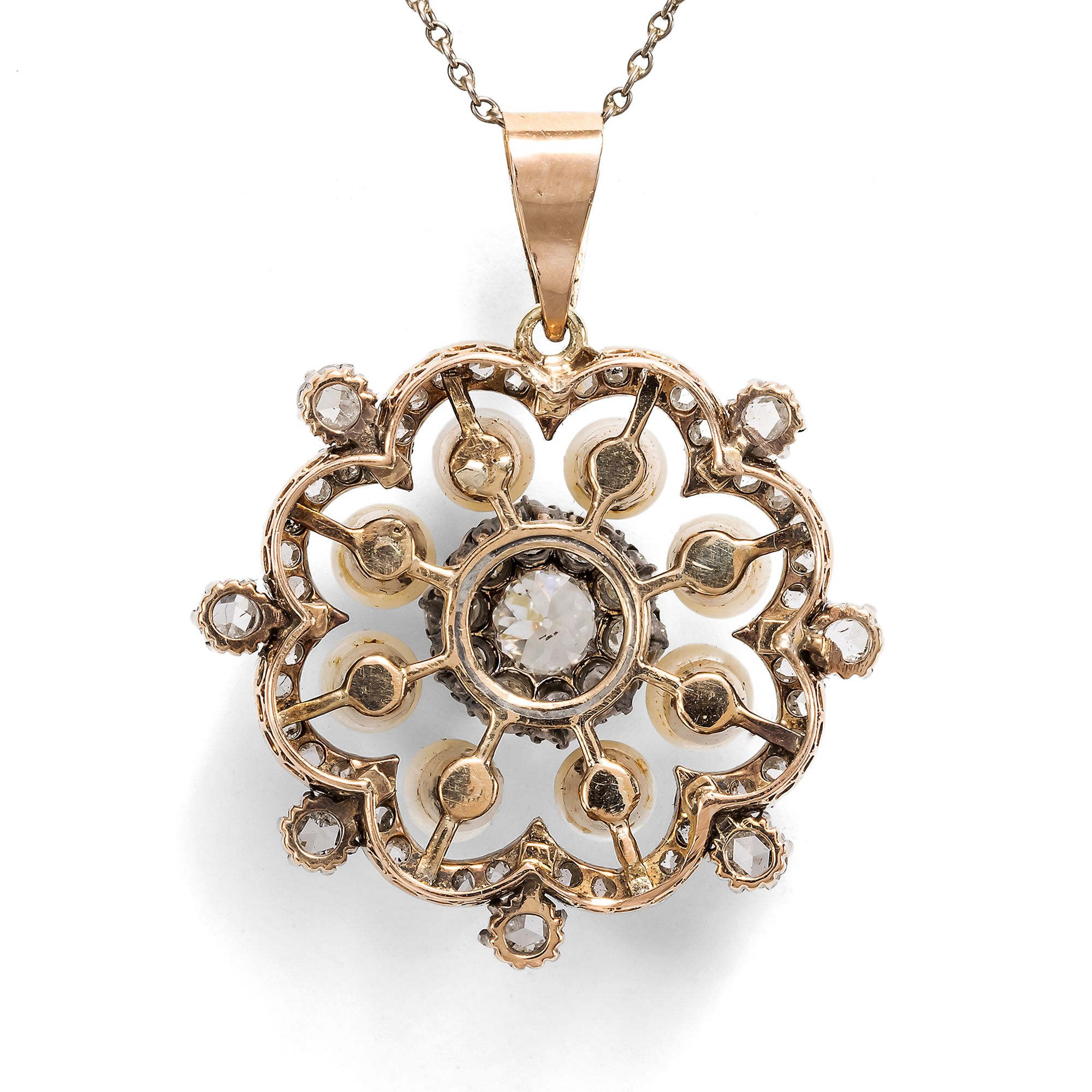 Pendant with Diamonds & Natural Pearls, c. 1890 & later Pendant with Diamonds & Natural Pearls, c. 1890 & later