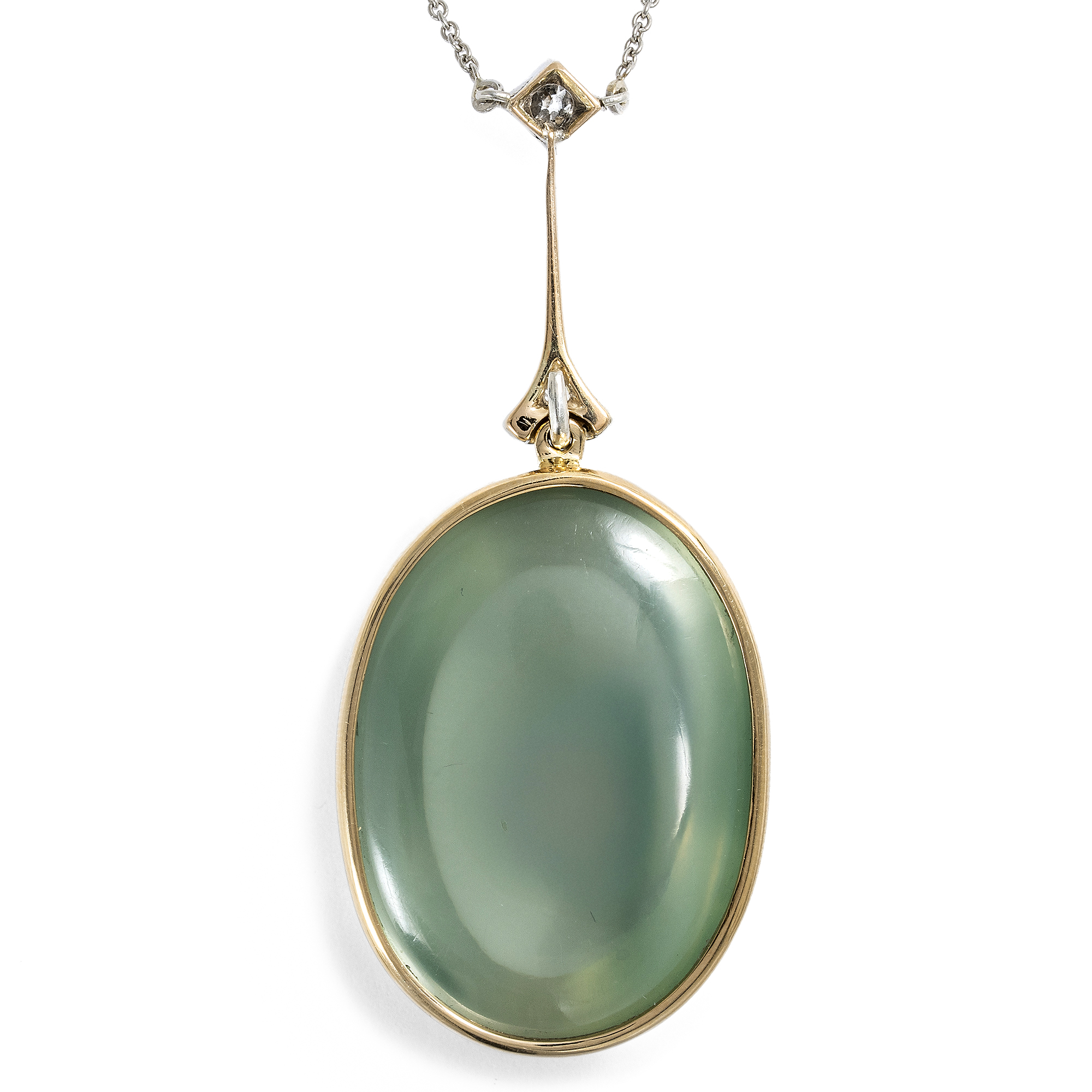 Fabelhaftes Collier aus unserer Werkstatt mit großem Mondstein & Diamanten Fabelhaftes Collier aus unserer Werkstatt mit großem Mondstein & Diamanten
