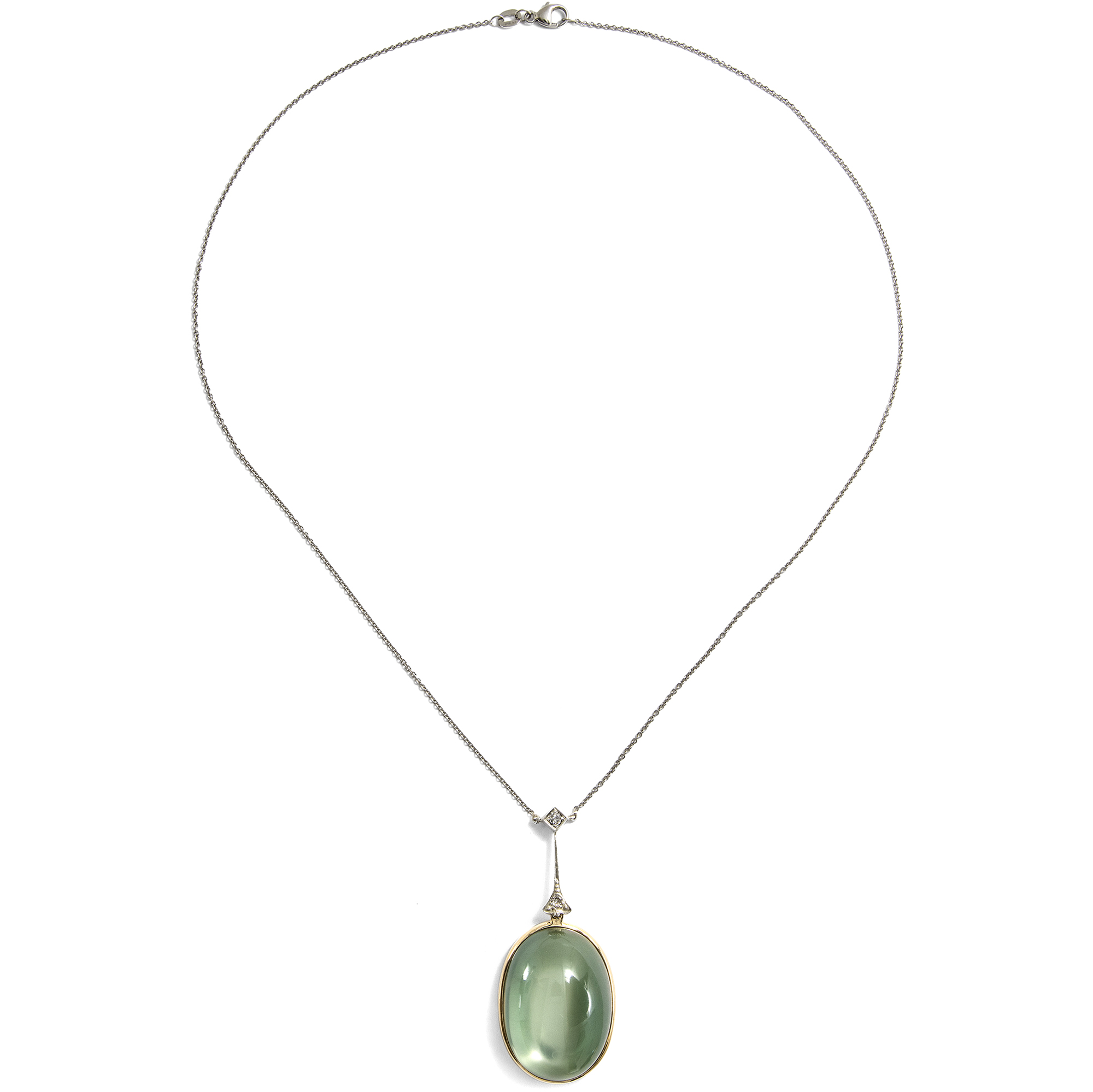 Fabelhaftes Collier aus unserer Werkstatt mit großem Mondstein & Diamanten Fabelhaftes Collier aus unserer Werkstatt mit großem Mondstein & Diamanten