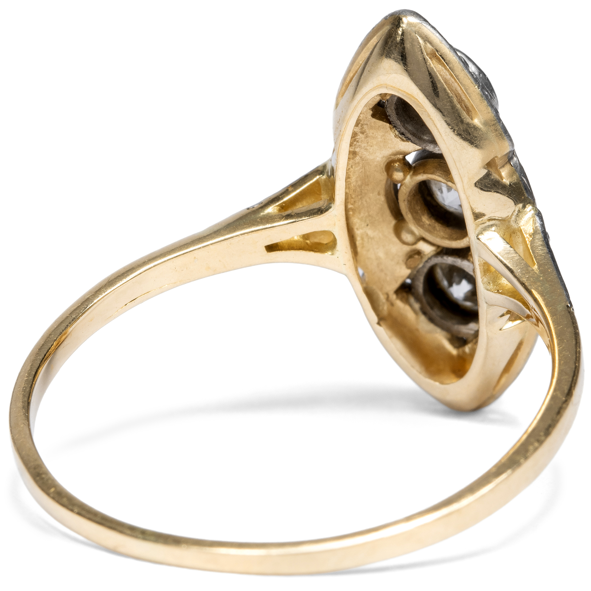 Antiker Ring mit Altschliff-Diamanten in Platin auf Gold, Deutschland um 1925 Antiker Ring mit Altschliff-Diamanten in Platin auf Gold, Deutschland um 1925