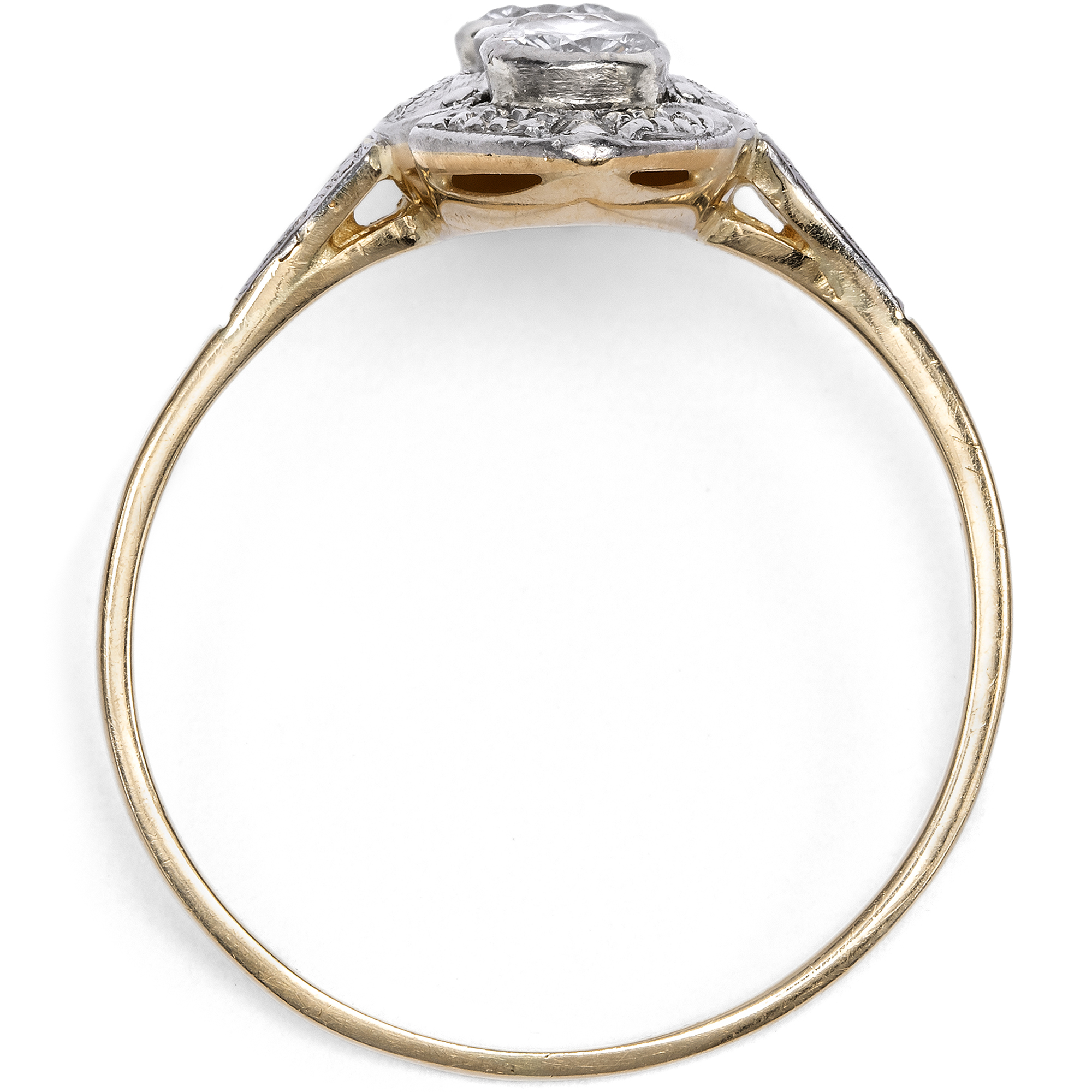 Antiker Ring mit Altschliff-Diamanten in Platin auf Gold, Deutschland um 1925 Antiker Ring mit Altschliff-Diamanten in Platin auf Gold, Deutschland um 1925