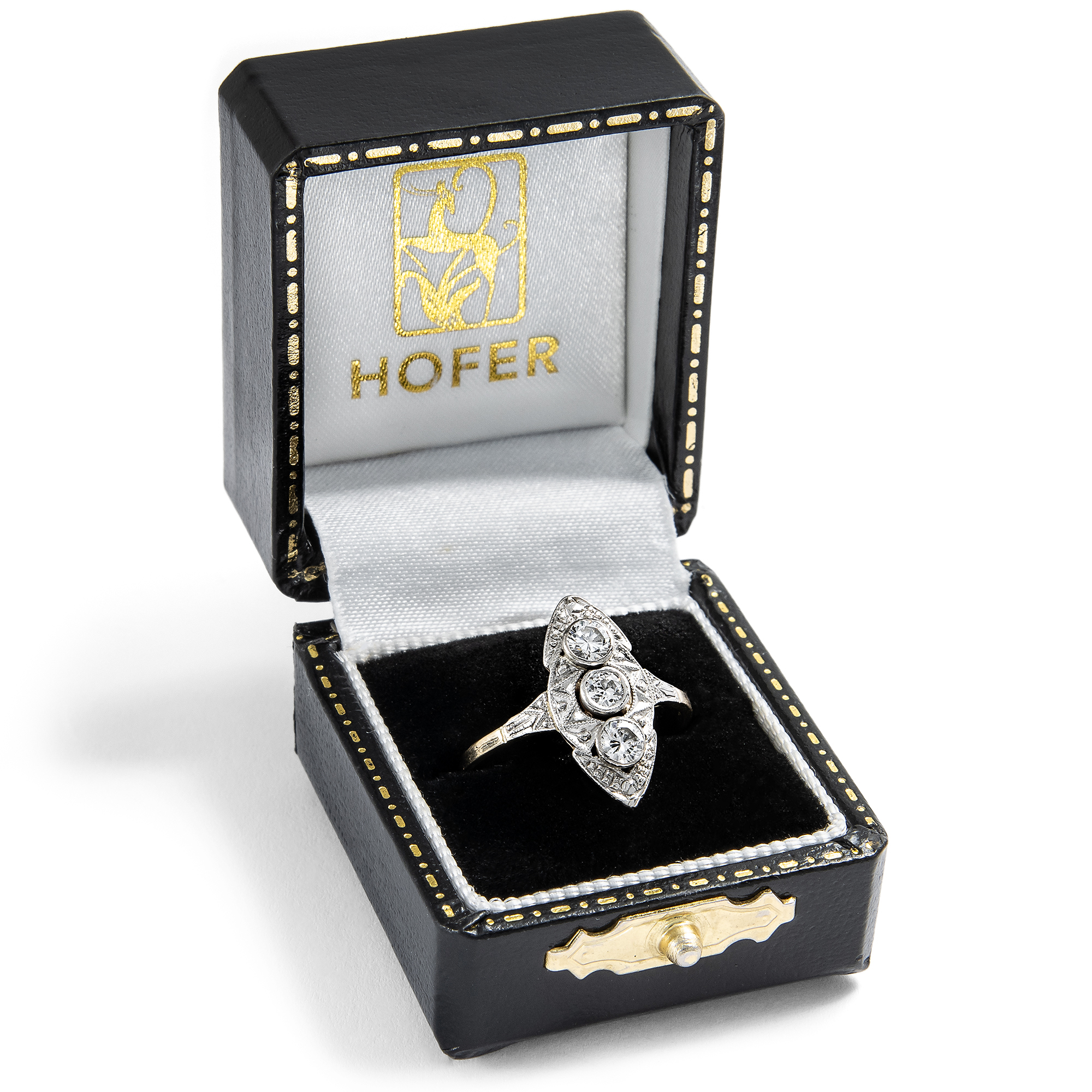 Antiker Ring mit Altschliff-Diamanten in Platin auf Gold, Deutschland um 1925 Antiker Ring mit Altschliff-Diamanten in Platin auf Gold, Deutschland um 1925