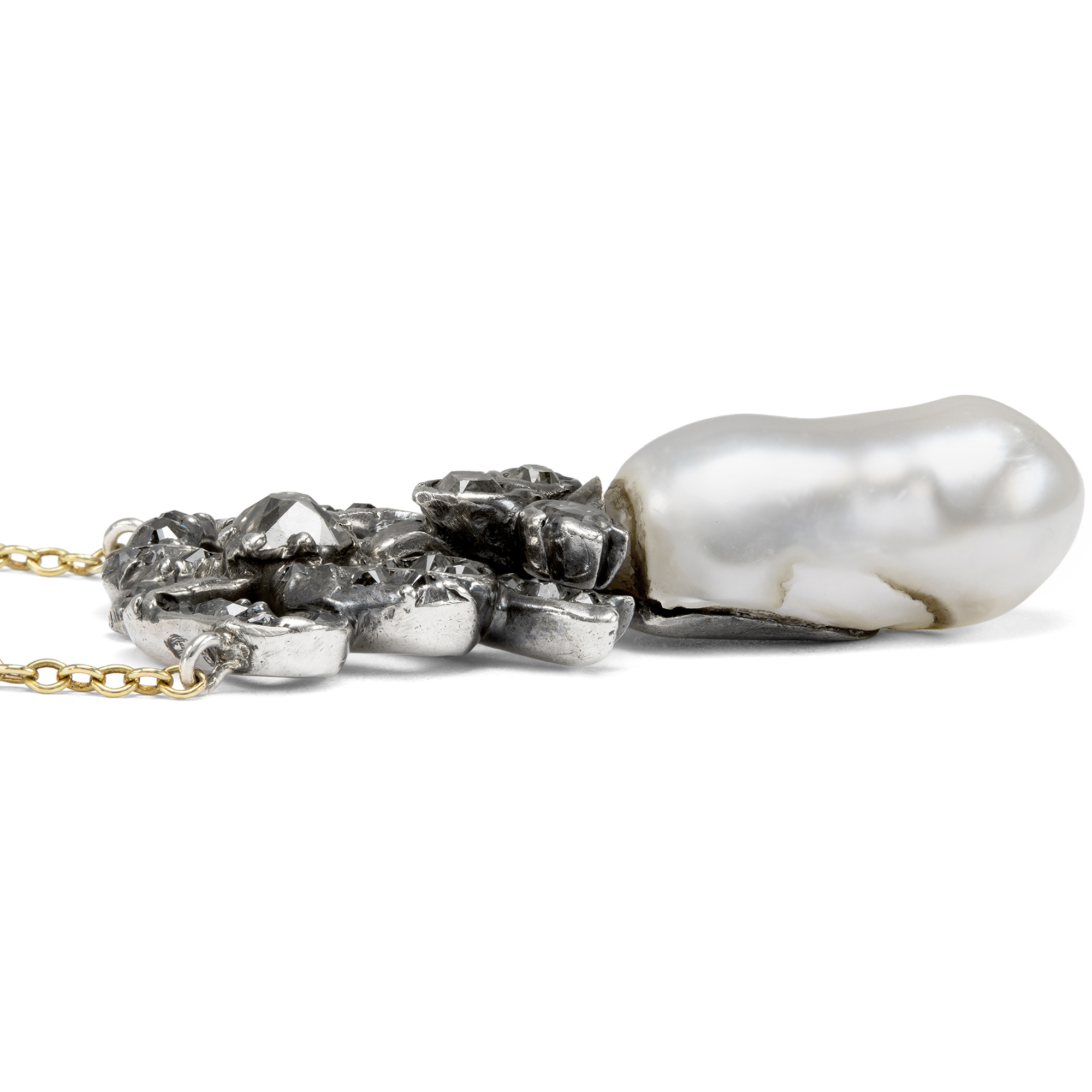 Elegantes Collier mit einer Diamantschleife des Klassizismus & Perlen, um 1780 & später Elegantes Collier mit einer Diamantschleife des Klassizismus & Perlen, um 1780 & später