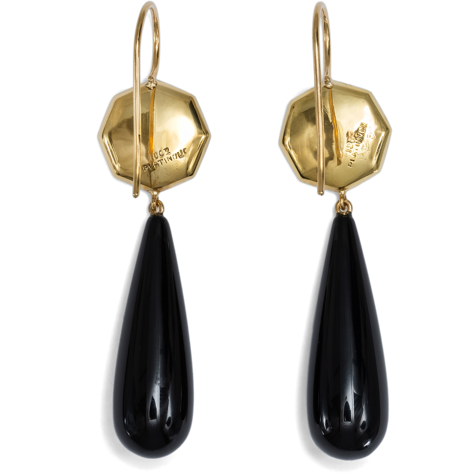 Earrings Made from Antique Shirt Buttons with Diamonds & Onyx from Our Workshop Earrings Made from Antique Shirt Buttons with Diamonds & Onyx from Our Workshop