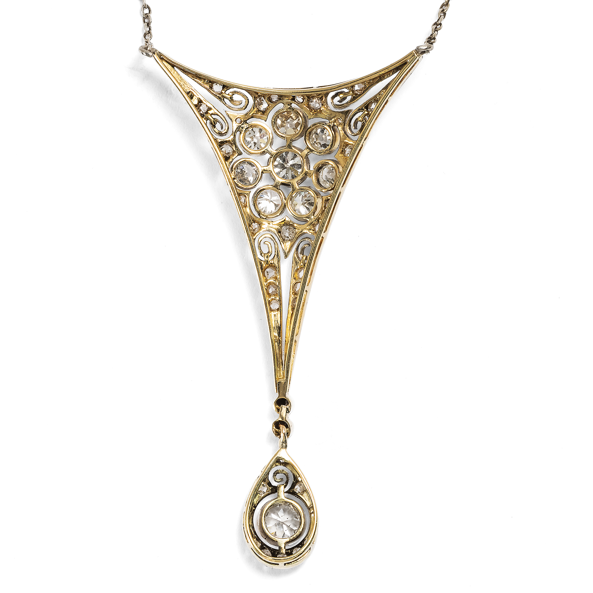 Außergewöhnliches Collier mit Diamanten in Platin auf Gold, um 1920 Außergewöhnliches Collier mit Diamanten in Platin auf Gold, um 1920