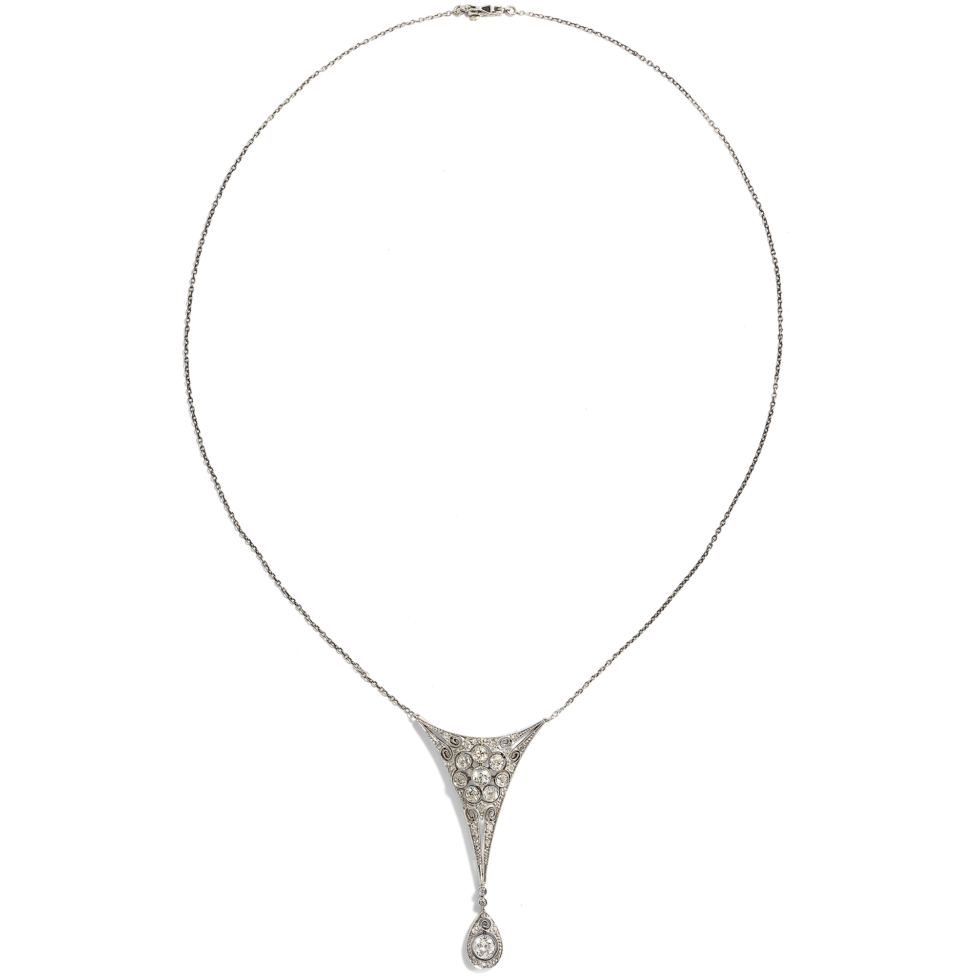 Außergewöhnliches Collier mit Diamanten in Platin auf Gold, um 1920 Außergewöhnliches Collier mit Diamanten in Platin auf Gold, um 1920