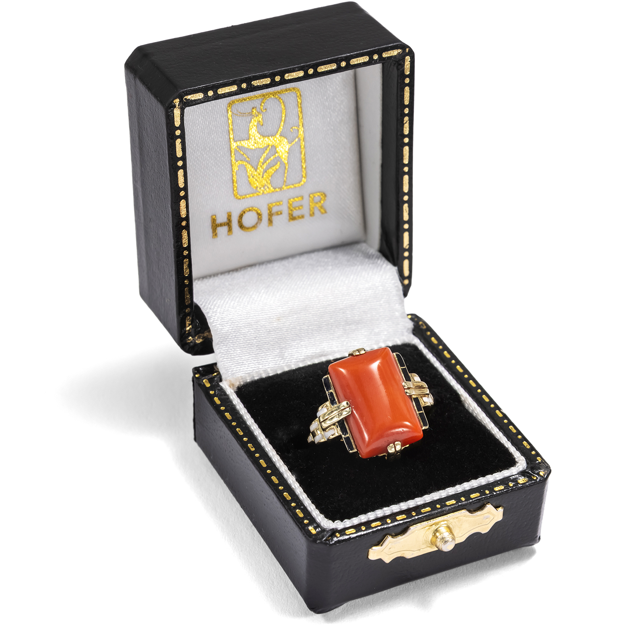 Extravaganter Ring des Art Déco mit Koralle in Gold, um 1925 Extravaganter Ring des Art Déco mit Koralle in Gold, um 1925