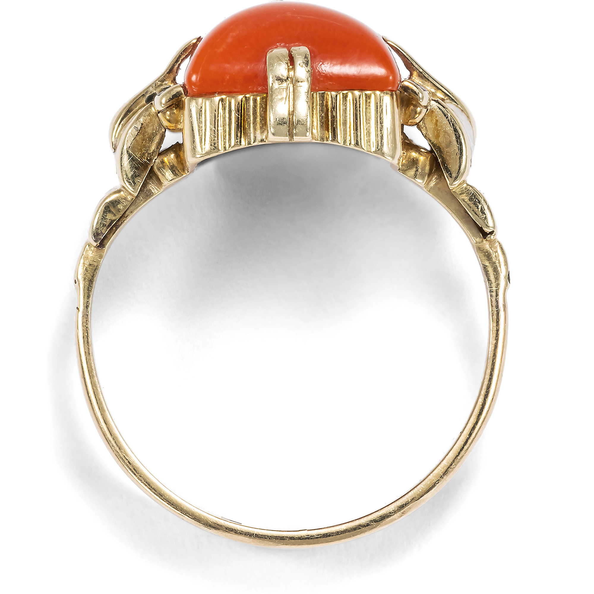 Extravaganter Ring des Art Déco mit Koralle in Gold, um 1925 Extravaganter Ring des Art Déco mit Koralle in Gold, um 1925