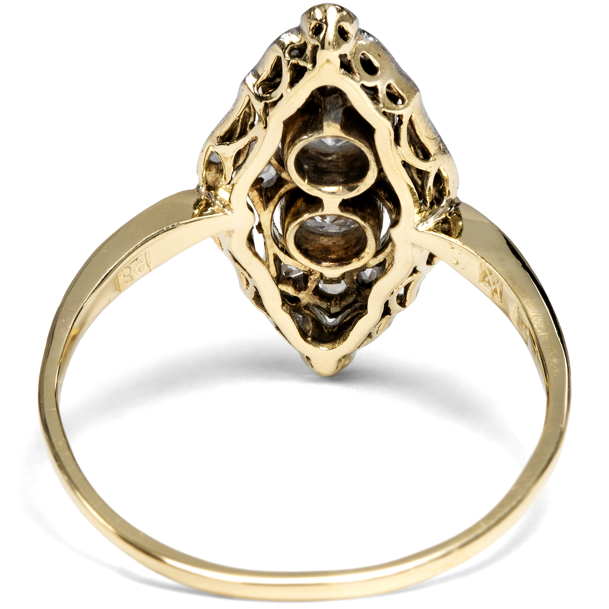 Zarter Ring des Art Déco mit Diamanten in Gold & Platin, Berlin um 1925 Zarter Ring des Art Déco mit Diamanten in Gold & Platin, Berlin um 1925