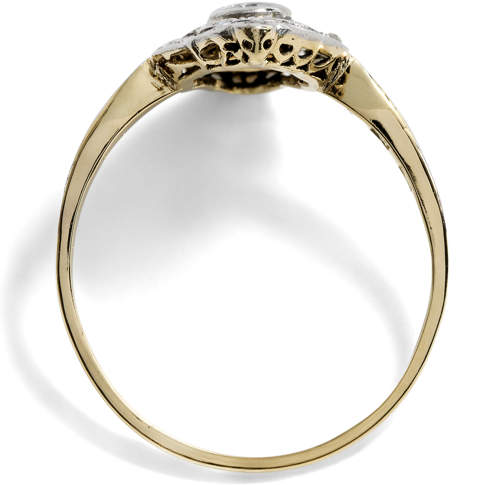 Zarter Ring des Art Déco mit Diamanten in Gold & Platin, Berlin um 1925 Zarter Ring des Art Déco mit Diamanten in Gold & Platin, Berlin um 1925