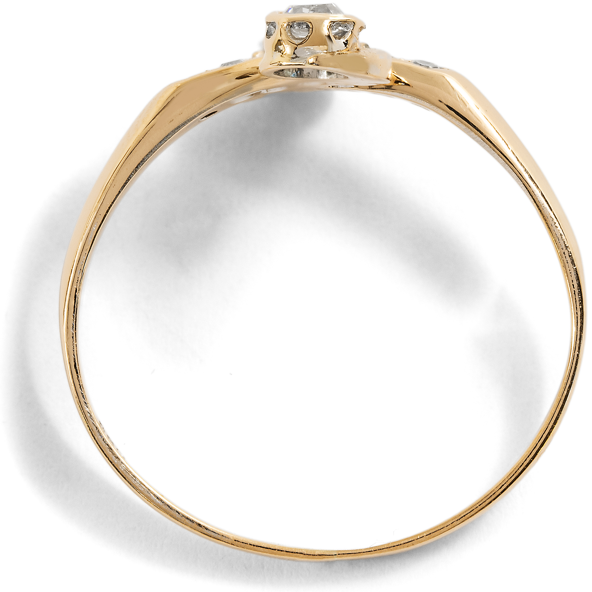 Delicate Toi-et-moi Diamond Ring in Rose Gold, c. 1900 Delicate Toi-et-moi Diamond Ring in Rose Gold, c. 1900