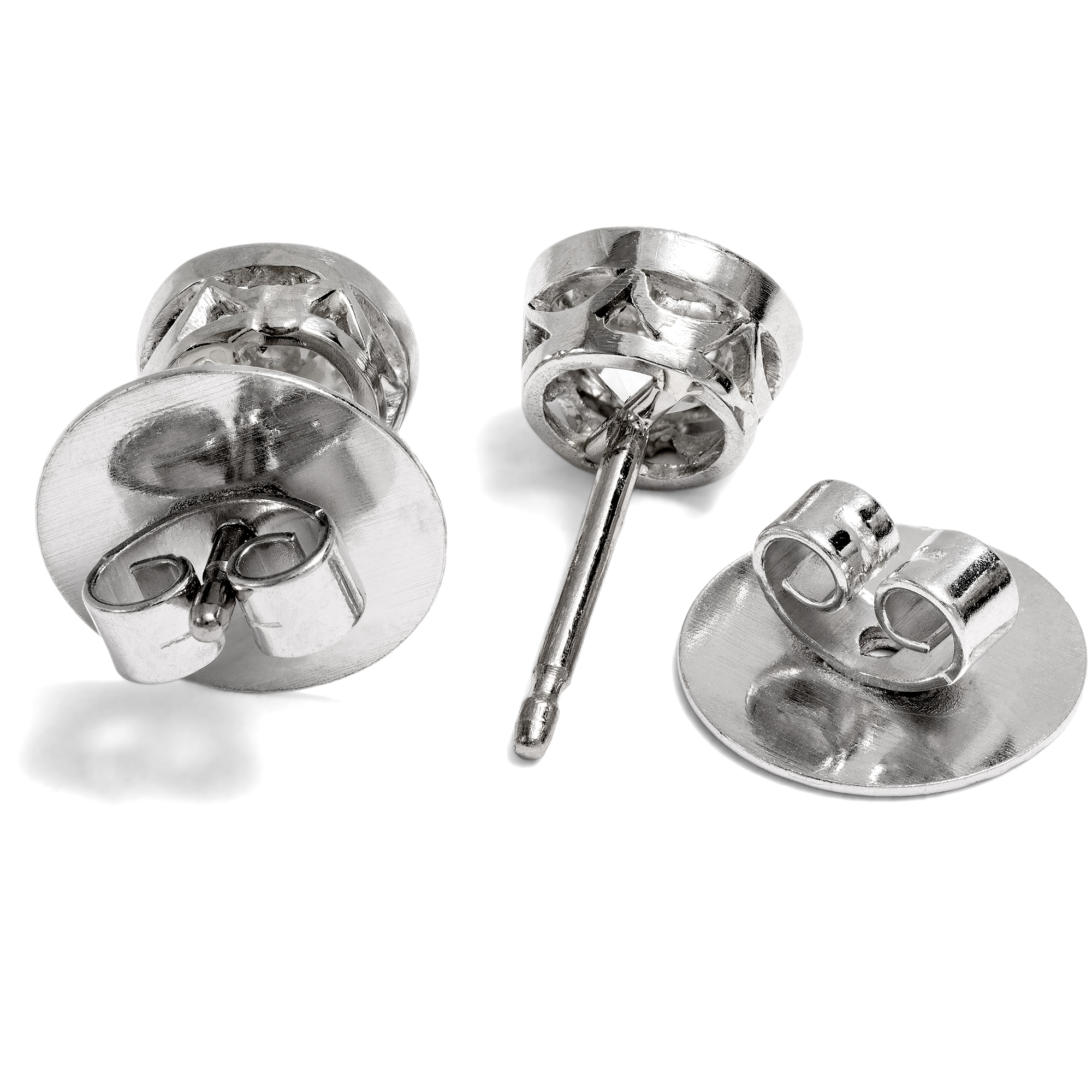 Schlichte Ohrstecker mit 1,70 ct Diamanten im Altschliff in Weißgold, um 1925 Schlichte Ohrstecker mit 1,70 ct Diamanten im Altschliff in Weißgold, um 1925