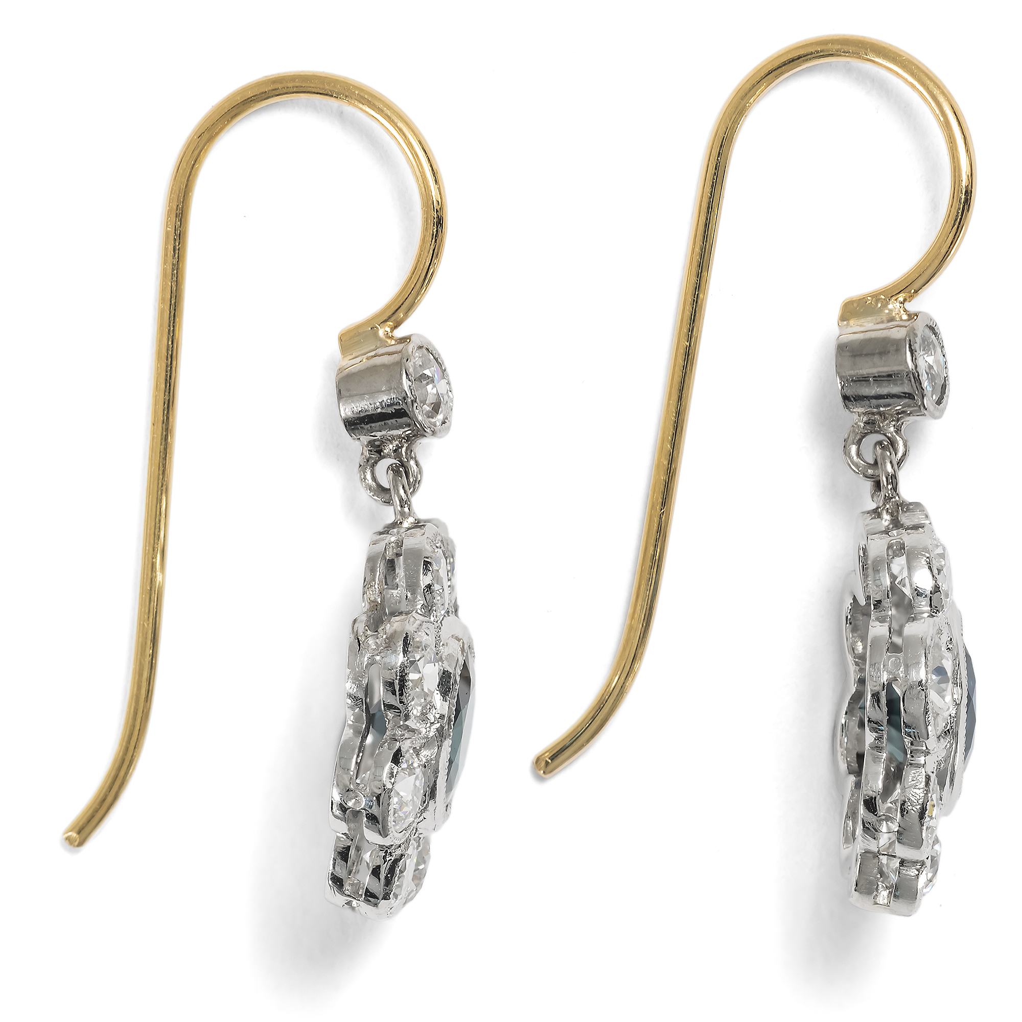 Earrings Made from Antique Elements with Sapphires & Diamonds, Crafted in Our Workshop Earrings Made from Antique Elements with Sapphires & Diamonds, Crafted in Our Workshop