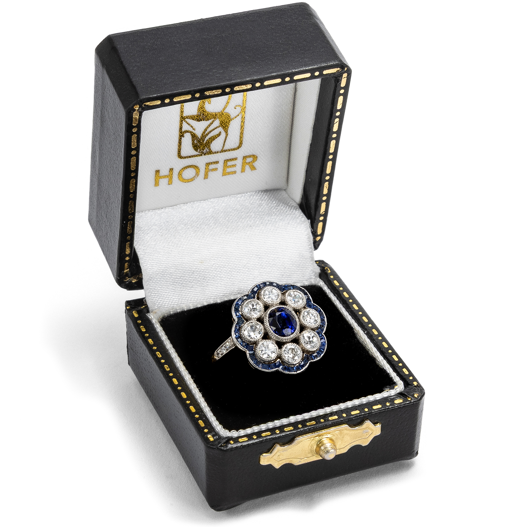 Romantischer Ring mit Saphiren & Diamanten in Platin & Gold, um 1910 Romantischer Ring mit Saphiren & Diamanten in Platin & Gold, um 1910