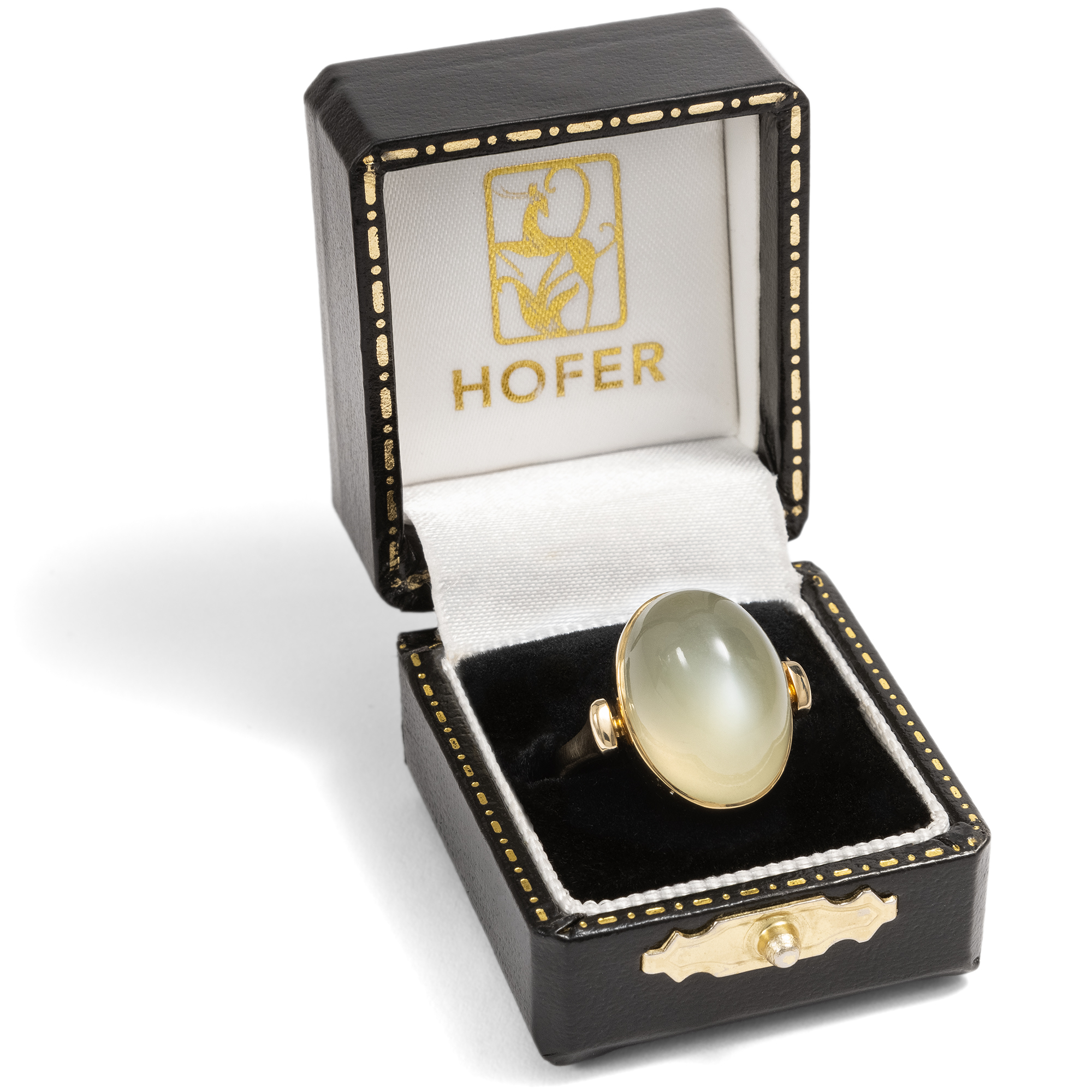 Mid-Century Ring von Bent Gabrielsen mit Mondstein in Gold, Dänemark um 1975 Mid-Century Ring von Bent Gabrielsen mit Mondstein in Gold, Dänemark um 1975