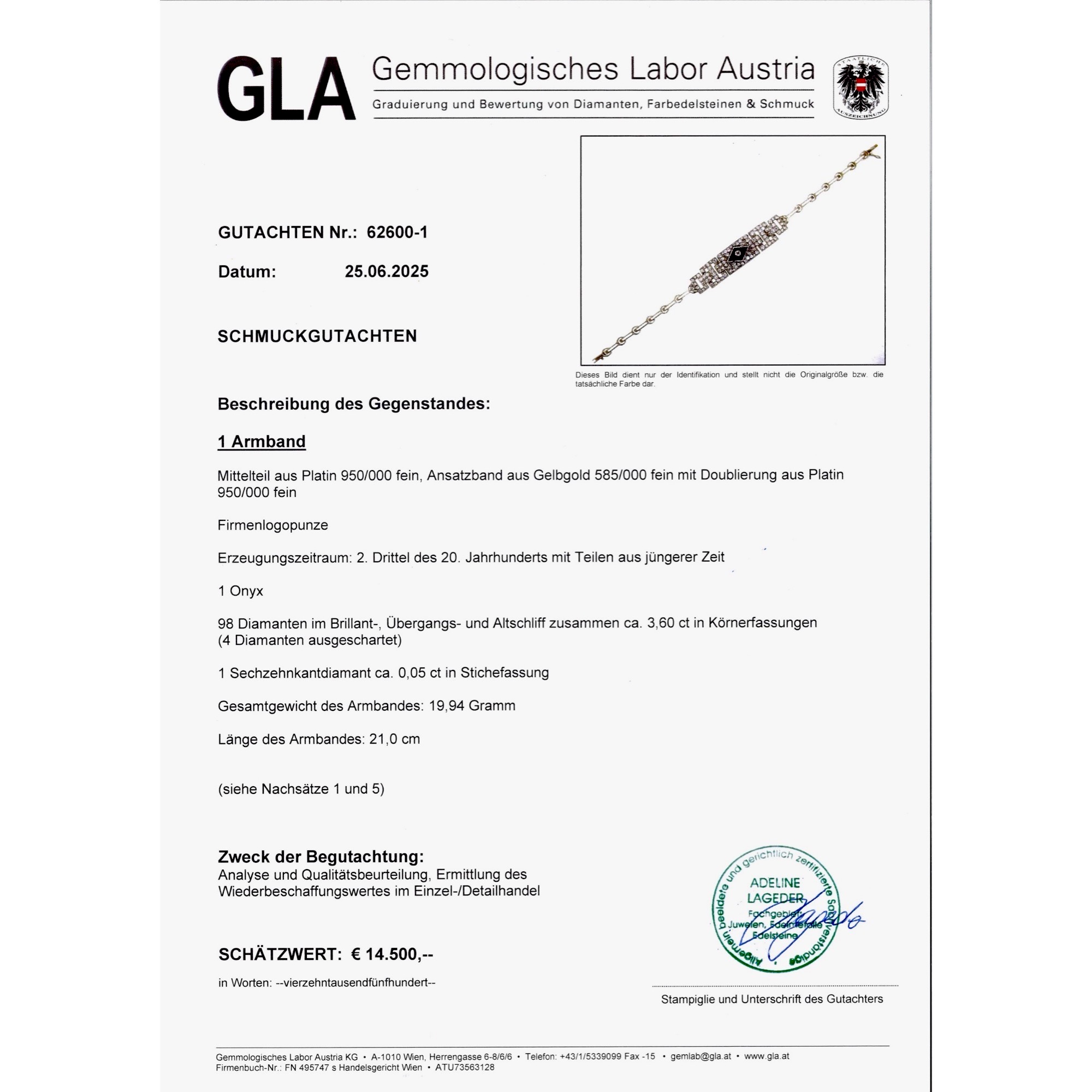 Erstklassiges Armband mit Diamanten & Onyx in Platin & Gold, um 1930 & später Erstklassiges Armband mit Diamanten & Onyx in Platin & Gold, um 1930 & später