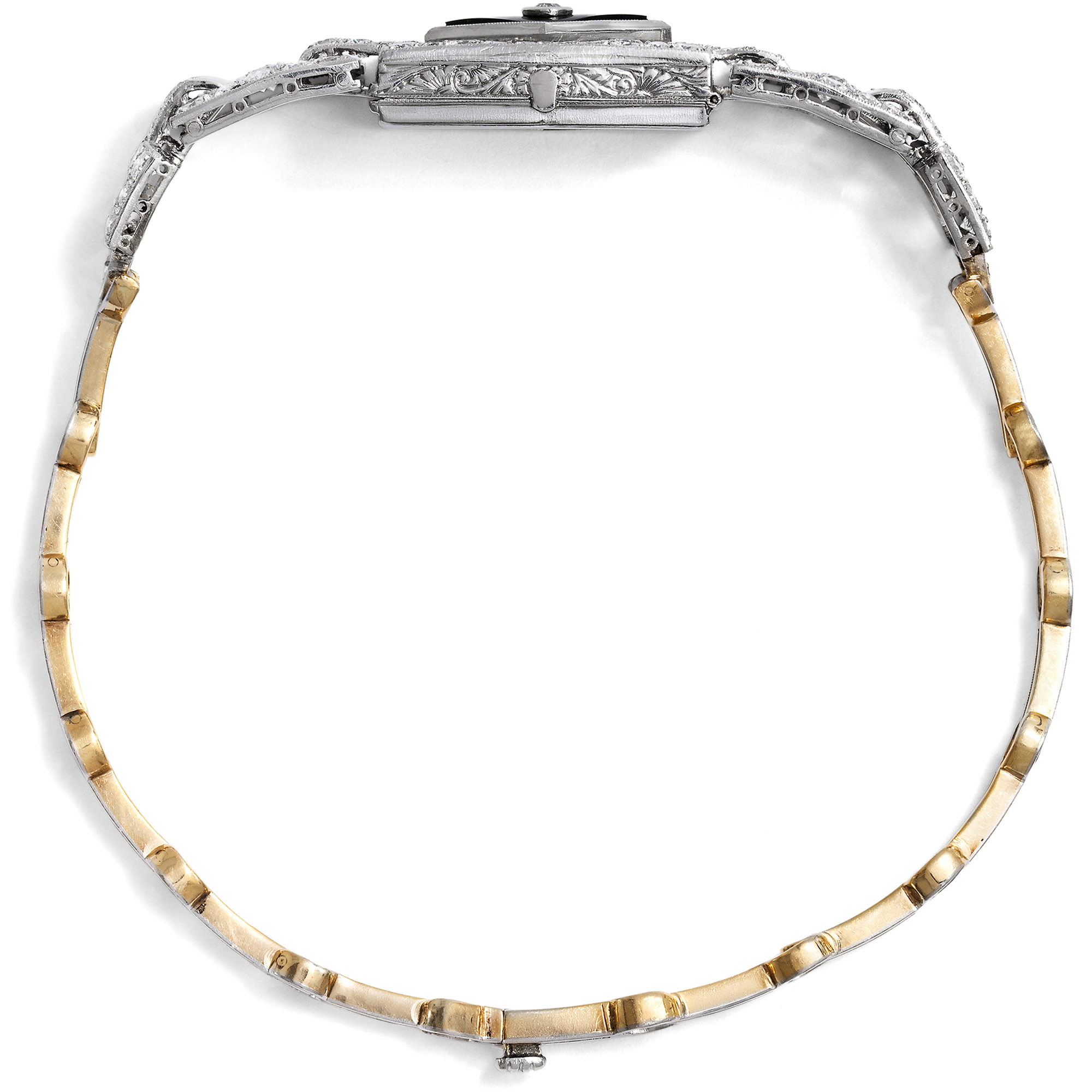 Erstklassiges Armband mit Diamanten & Onyx in Platin & Gold, um 1930 & später Erstklassiges Armband mit Diamanten & Onyx in Platin & Gold, um 1930 & später