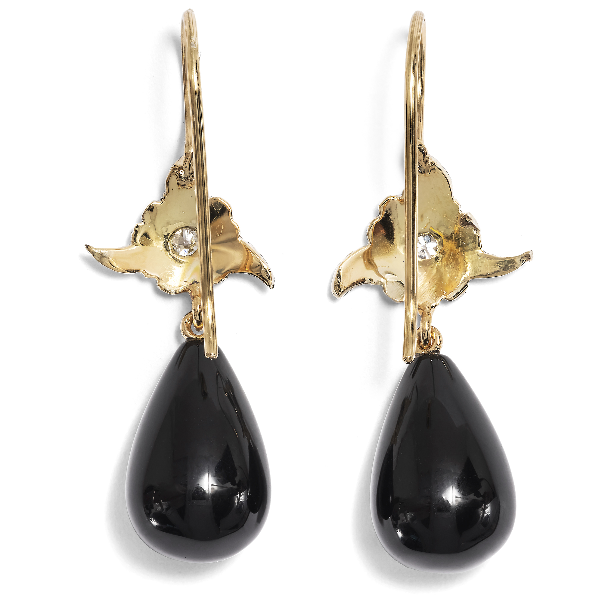 Onyx- & Diamant-Ohrringe aus Elementen des Art Déco, aus unserer Werkstatt Onyx- & Diamant-Ohrringe aus Elementen des Art Déco, aus unserer Werkstatt