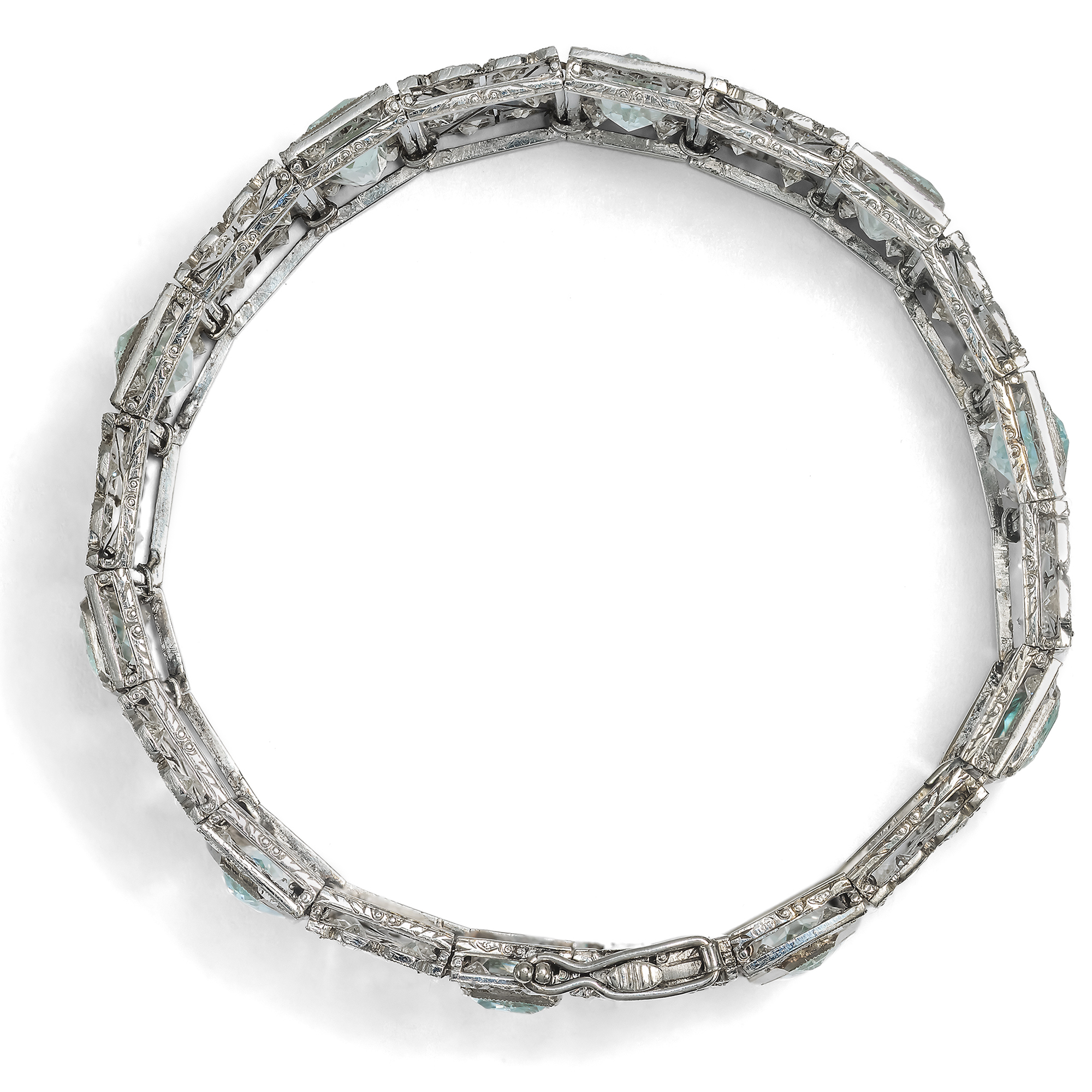 Elegantes Armband mit Aquamarinen & Diamanten des Art Déco, Wien, 1940er Jahre Elegantes Armband mit Aquamarinen & Diamanten des Art Déco, Wien, 1940er Jahre