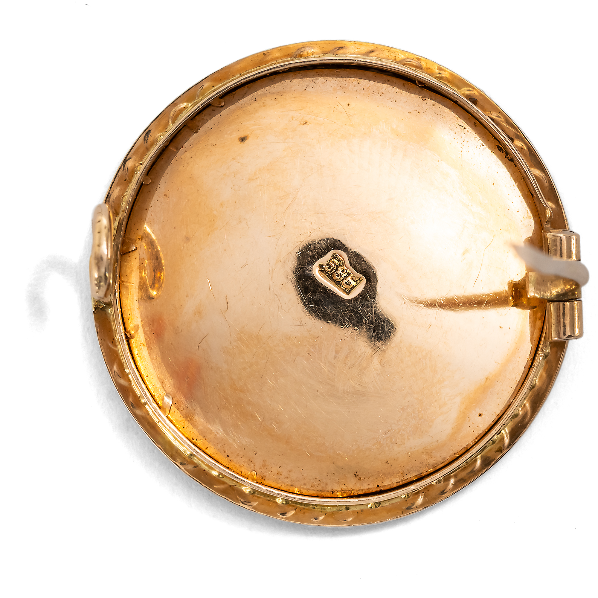 Antique Brooch with Miniature Painting in Gold & Pearls, c. 1890 Antique Brooch with Miniature Painting in Gold & Pearls, c. 1890